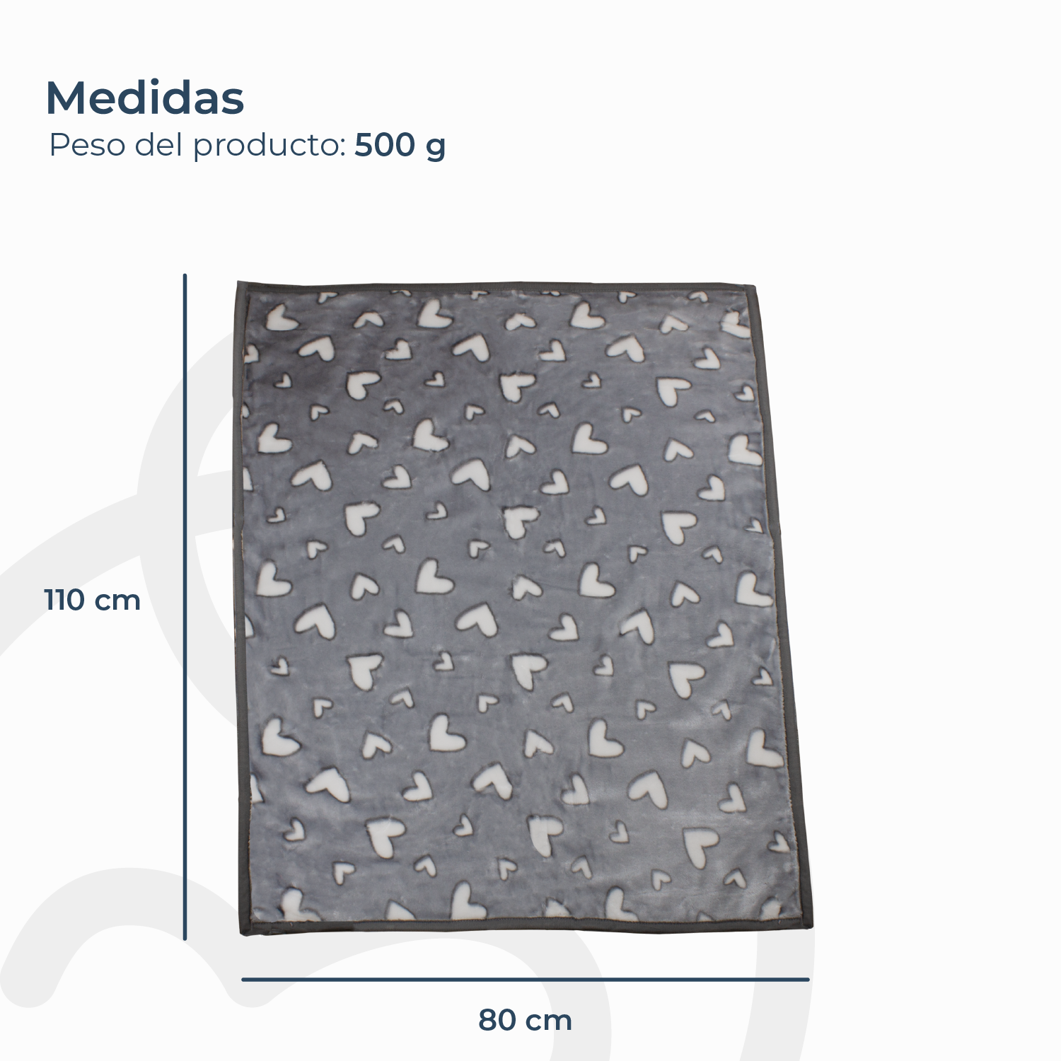 Saco con Broche Ultra Soft Corazones 80x110cm Gris Bebesit-3