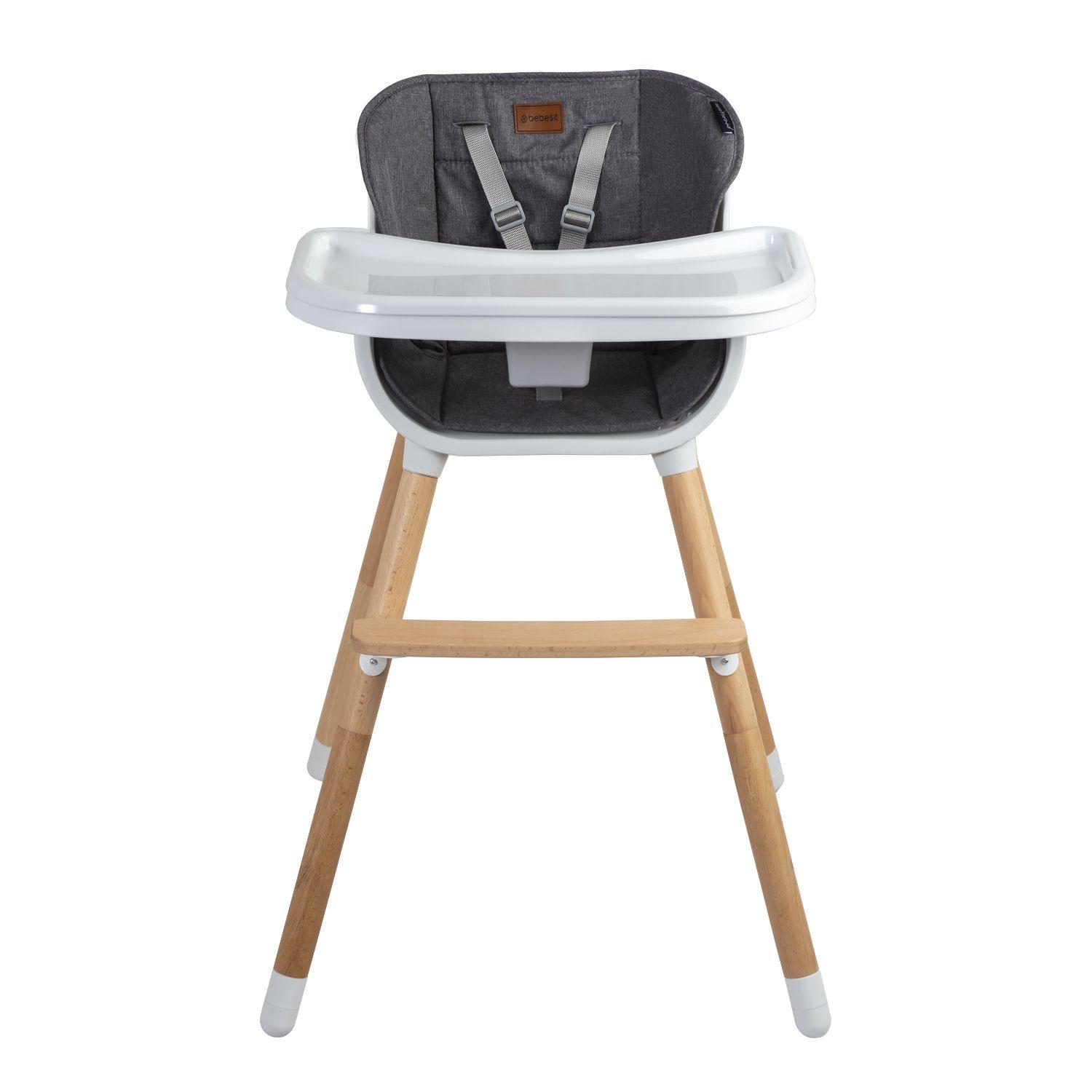 Silla de Comer de Madera Gris Bebesit-2