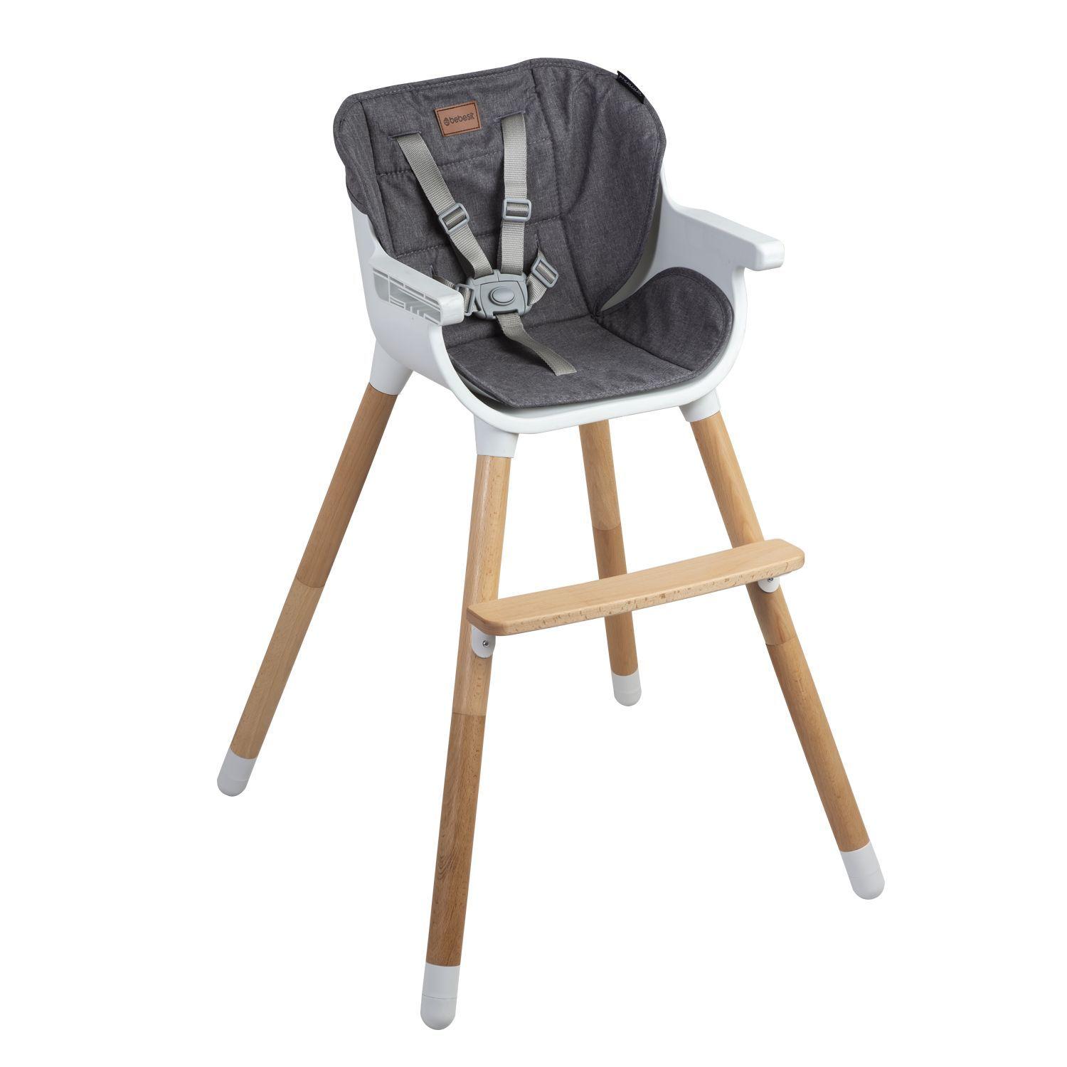 Silla de Comer de Madera Gris Bebesit-1