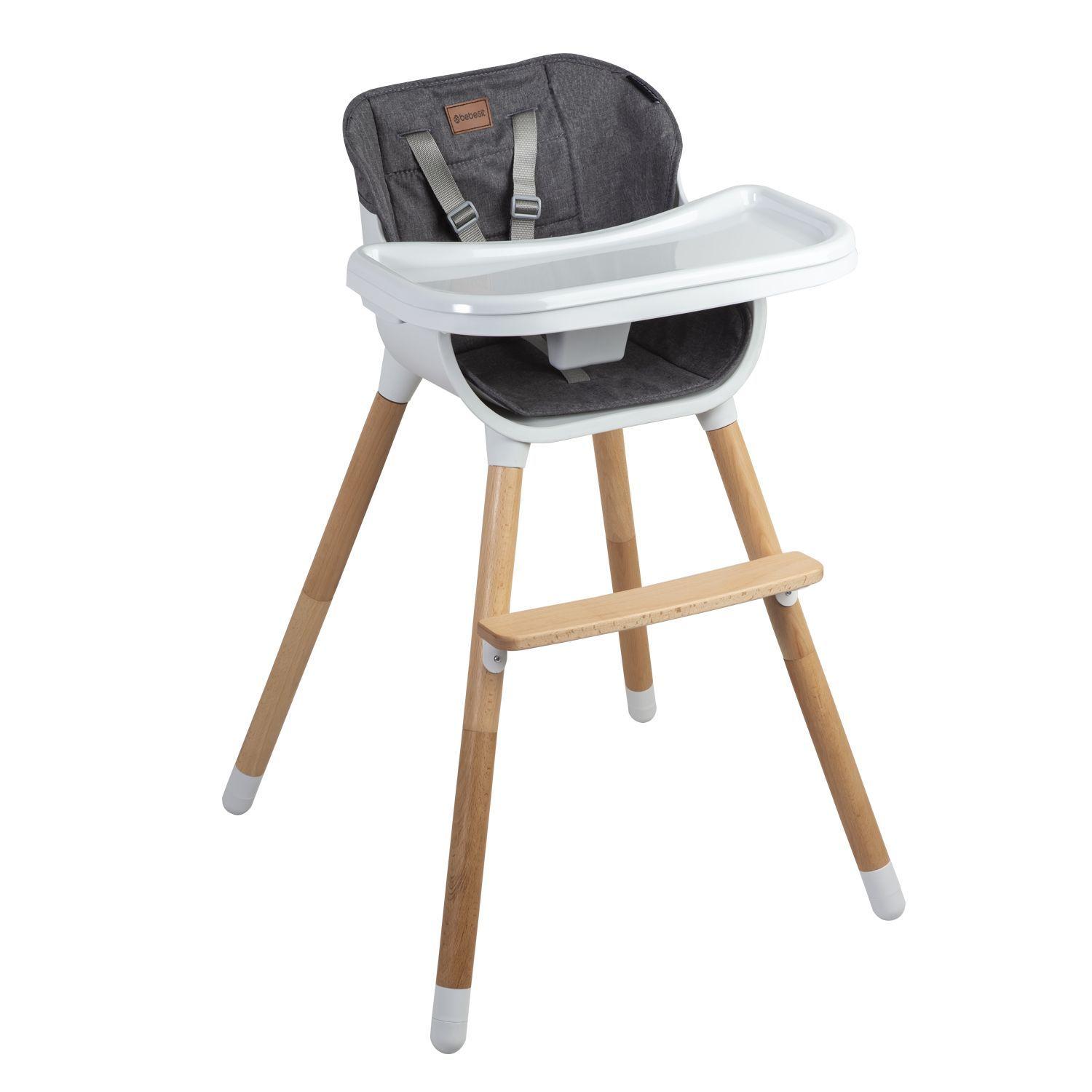 Silla de Comer de Madera Gris Bebesit-0