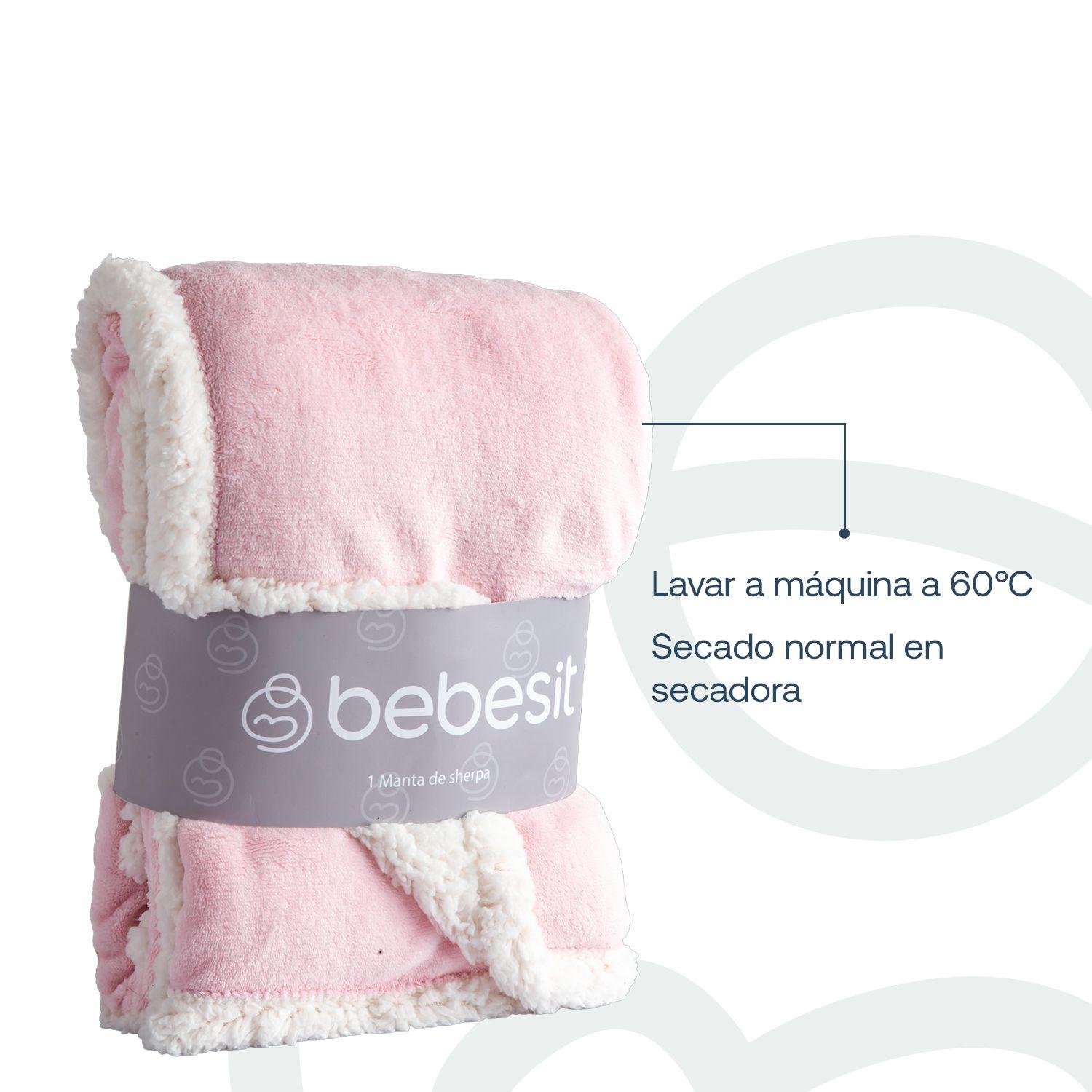 Manta Sherpa  Bebe Hipoalergénica 91*127 cm Rosa Bebesit-5