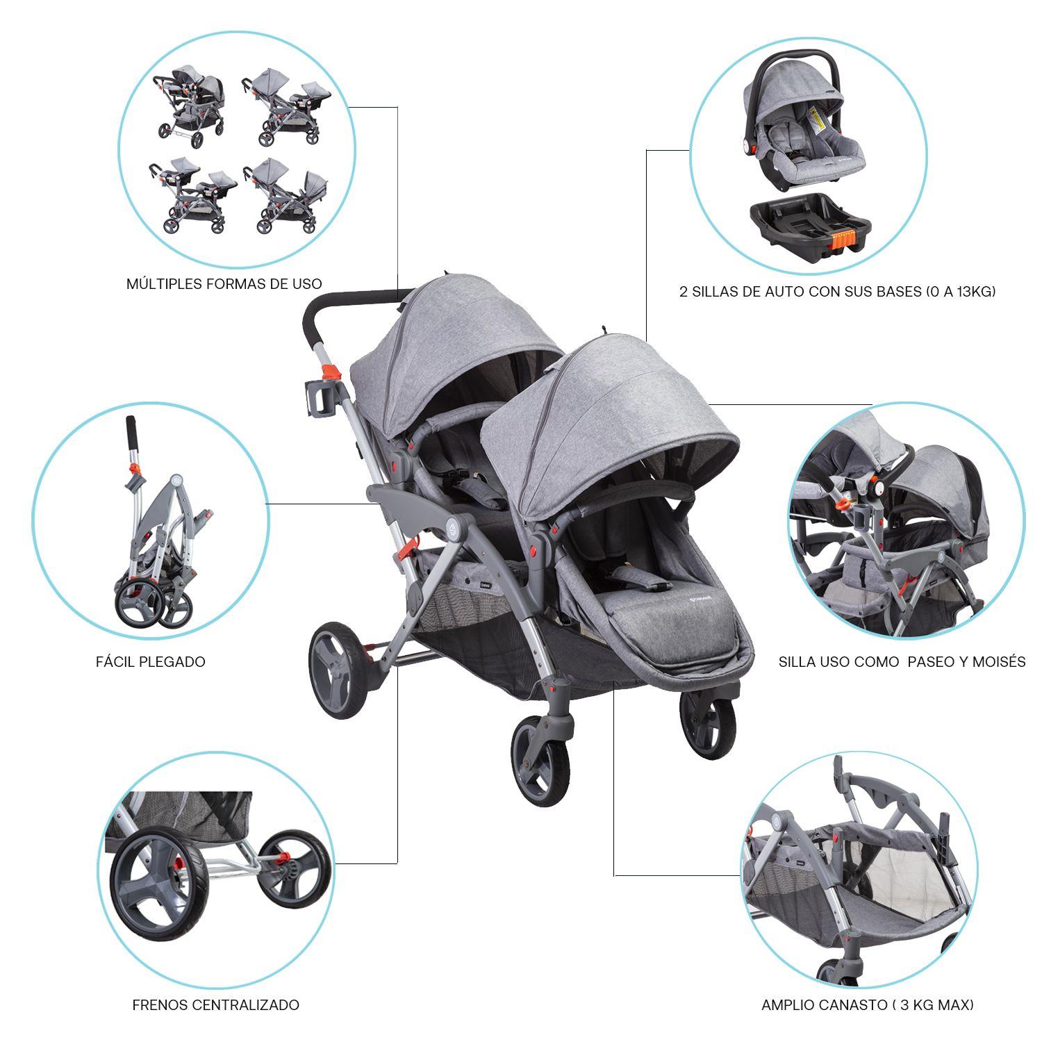 Coche Travel Duo LX 2 Sillas 2 Bases-6