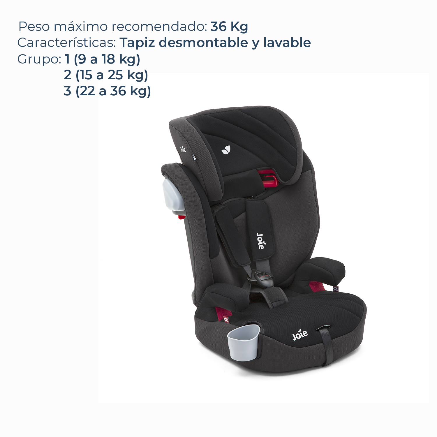 Silla de Auto Joie Butaca Elevate - Two Tone Black-2