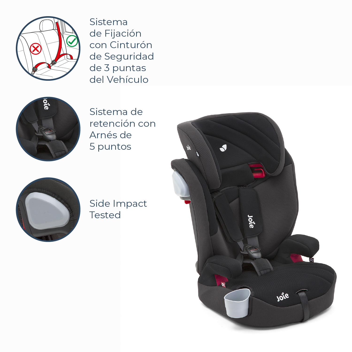Silla de Auto Joie Butaca Elevate - Two Tone Black-3