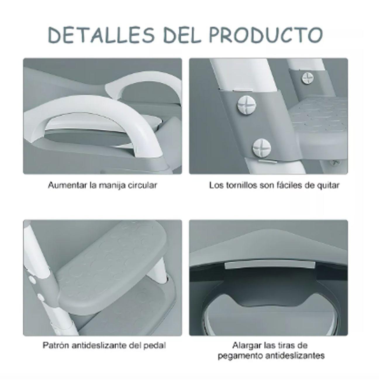 Asiento reductor con Escalera para baño entranamiento Bebe-3