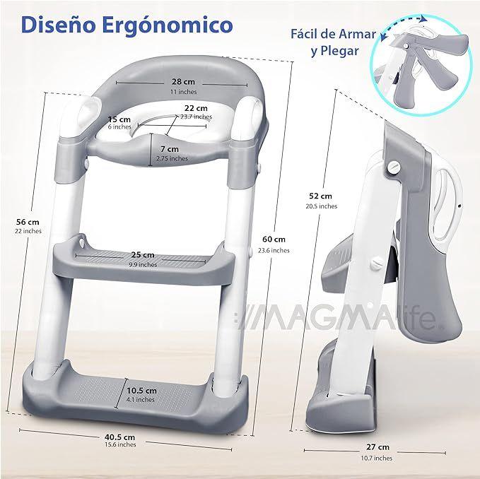 Asiento reductor con Escalera para baño entranamiento Bebe-4