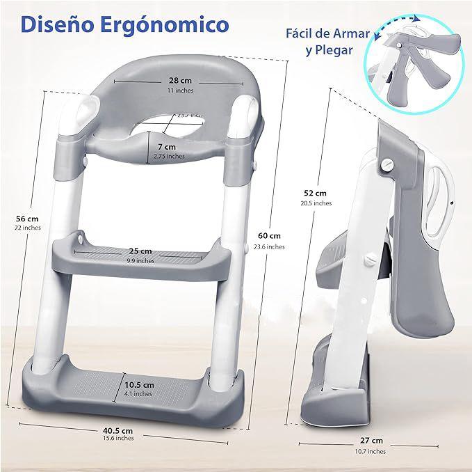 Asiento reductor con Escalera para baño entranamiento Bebe-4