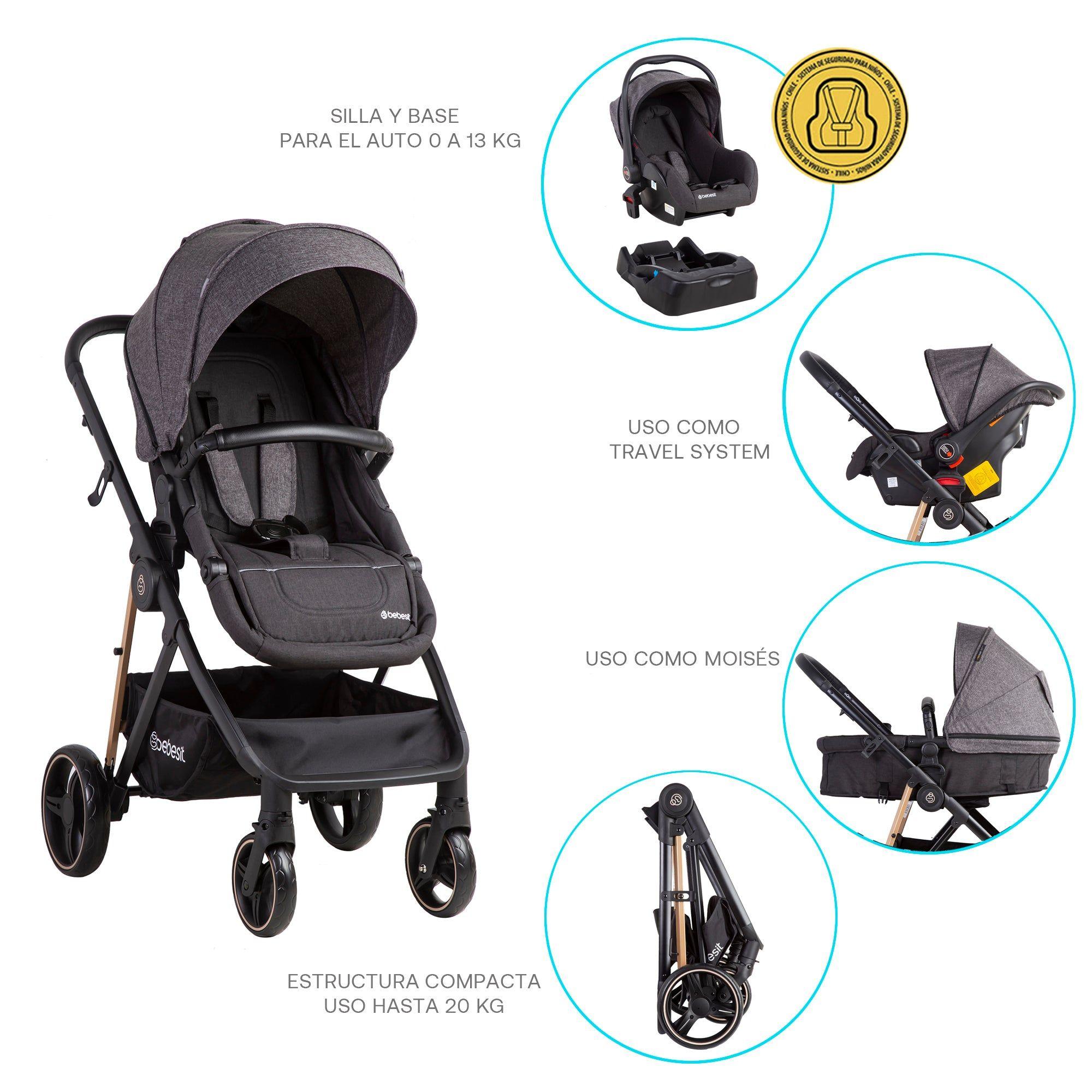 Coche Bebe Travel System Cosmos Beige Bebesit-6
