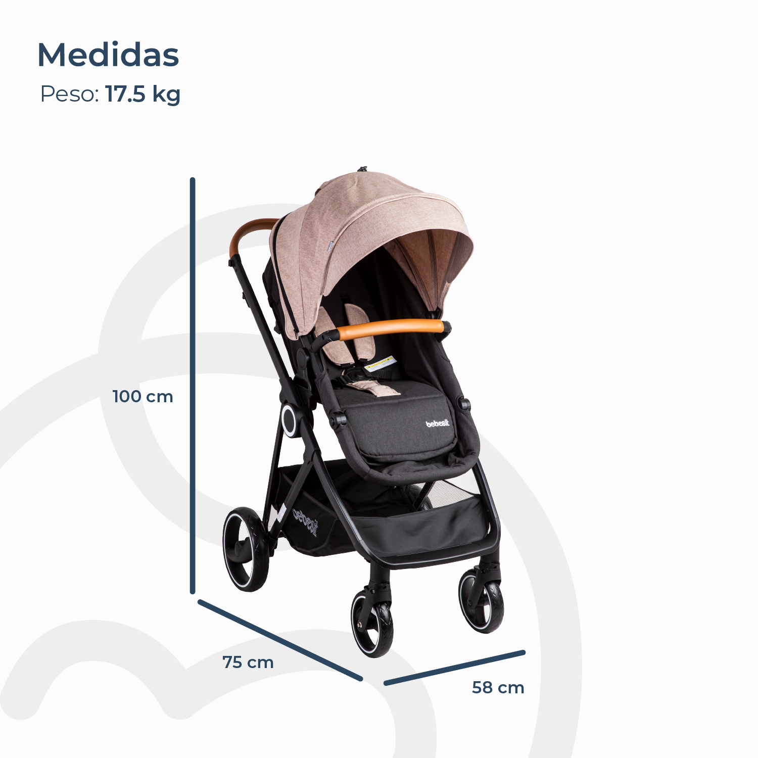 Coche Bebe Travel System Cosmos Beige Bebesit-7