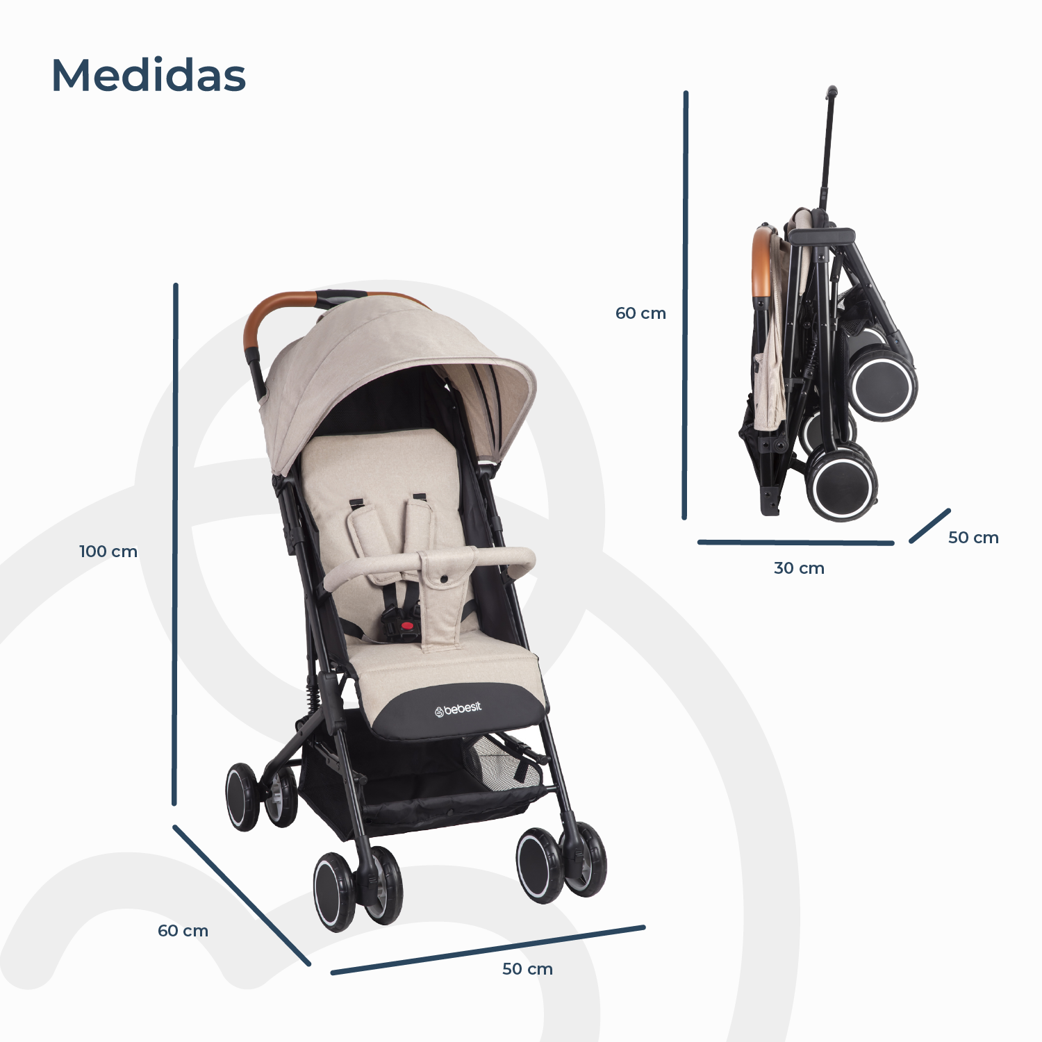 Coche Paseo Maleta Sprint SX Beige-7