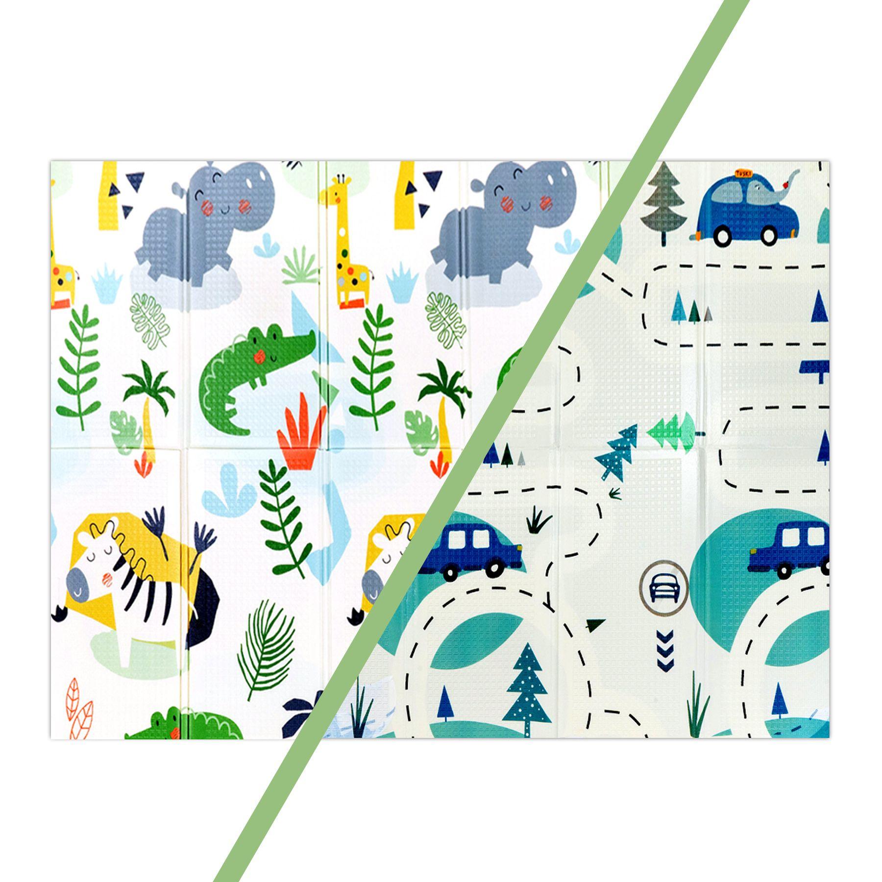 Alfombra Antigolpes Plegable 180X120 Auto y Jungla Bebesit-0
