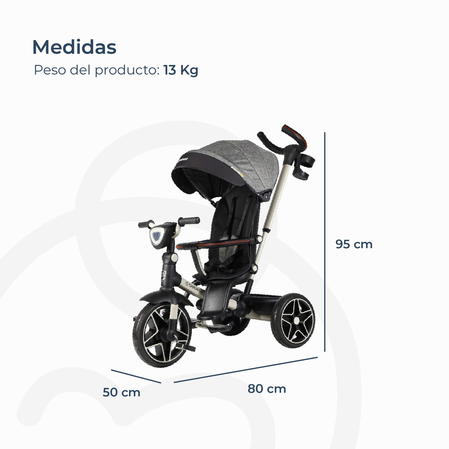 Triciclo Infantil Explorer Gris Bebesit-8