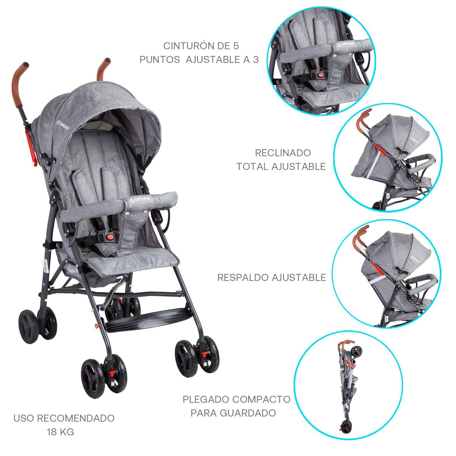 Coche Paragua 5126 Gris Bebesit-4