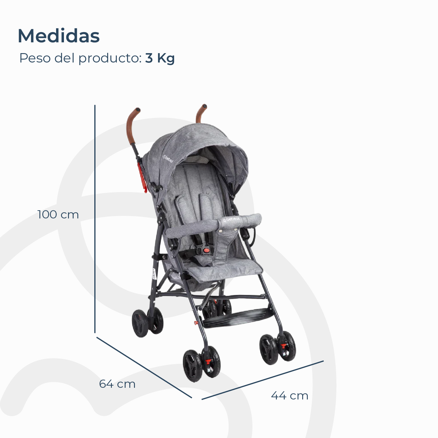 Coche Paragua 5126 Gris Bebesit-7