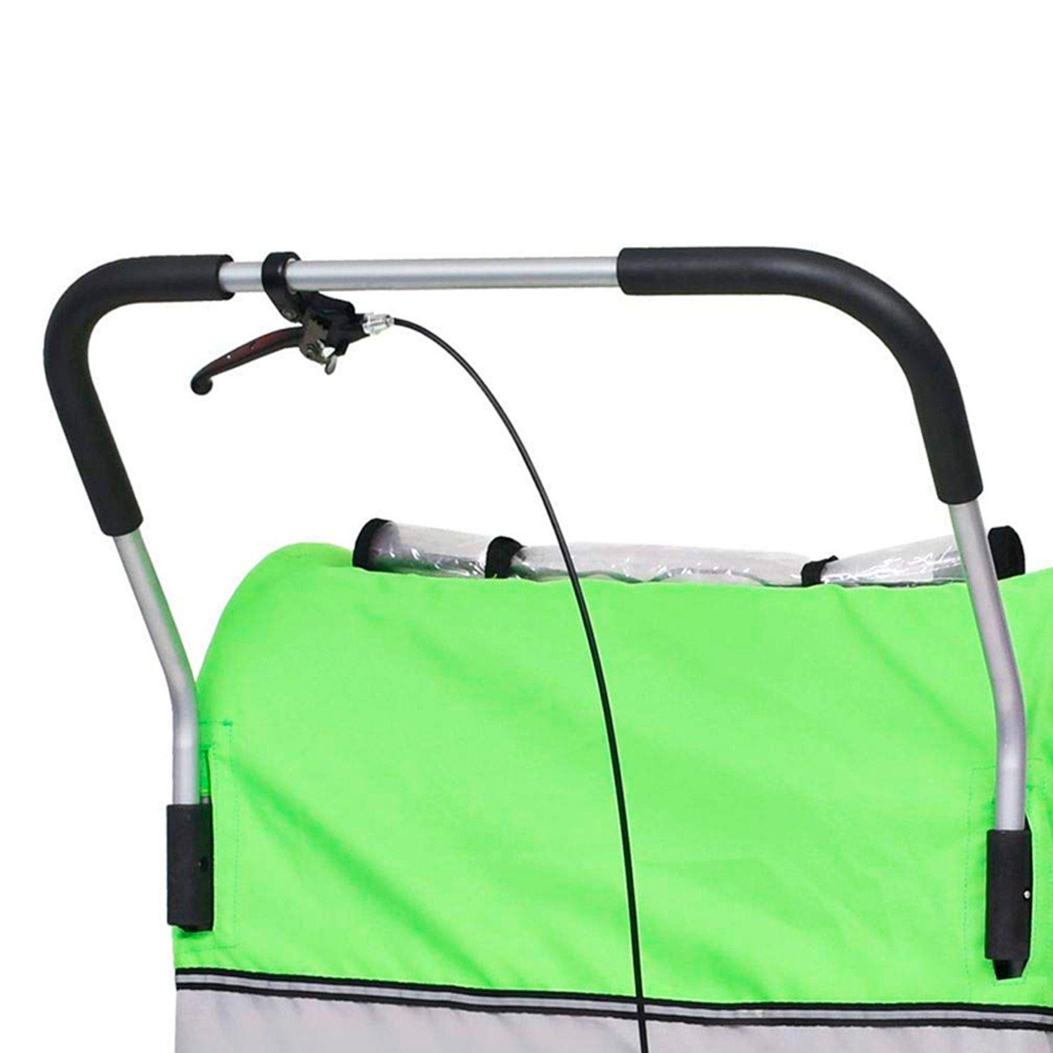 Carro arrastre trailer para bicicletas 2 niños BeRide Verde-5