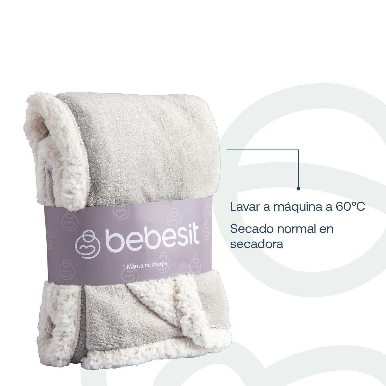 Manta Sherpa Bebe Hipoalergénica 91*127 cm Gris Bebesit-6