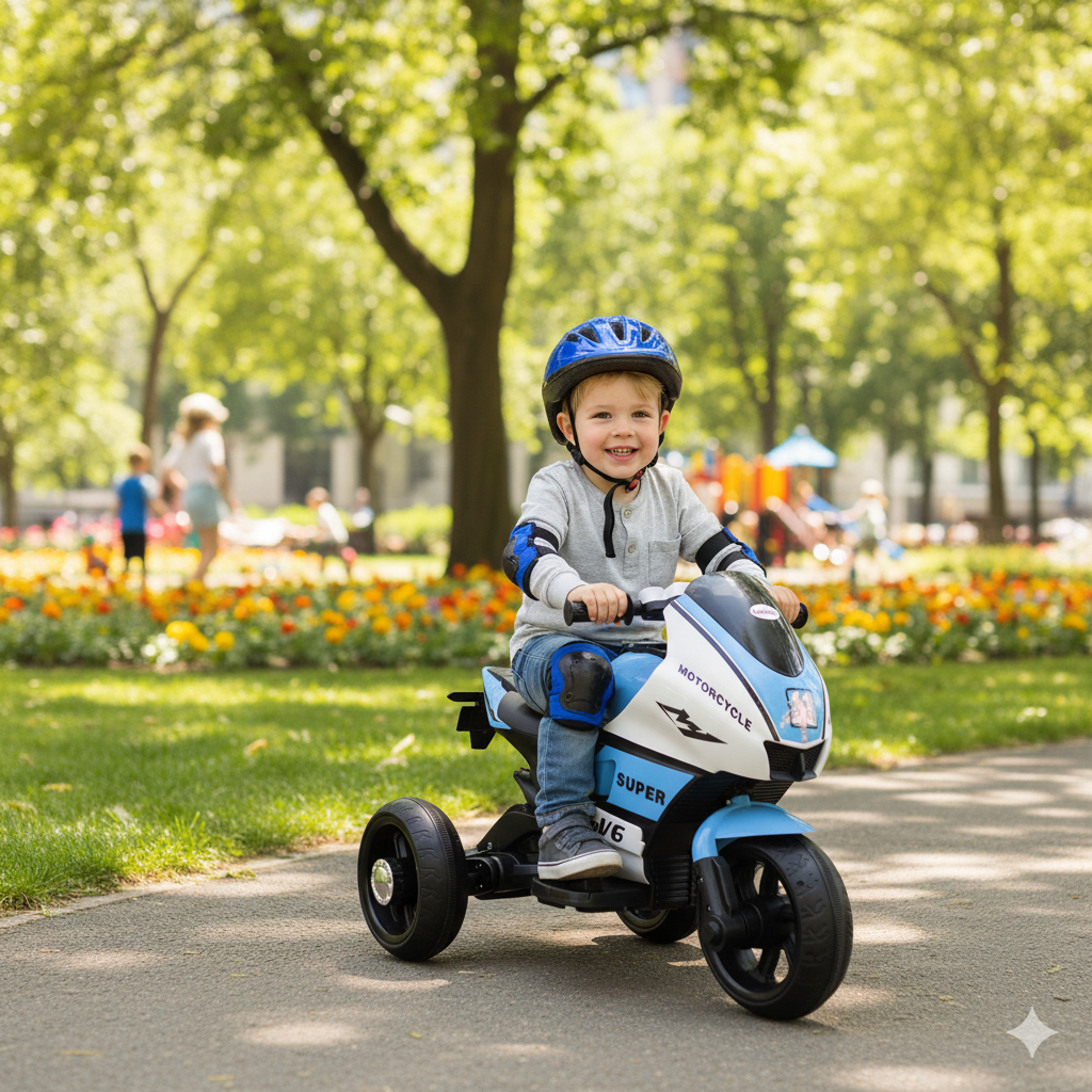 Moto a Batería Eléctrica Grand Prix Azul Bebesit-2