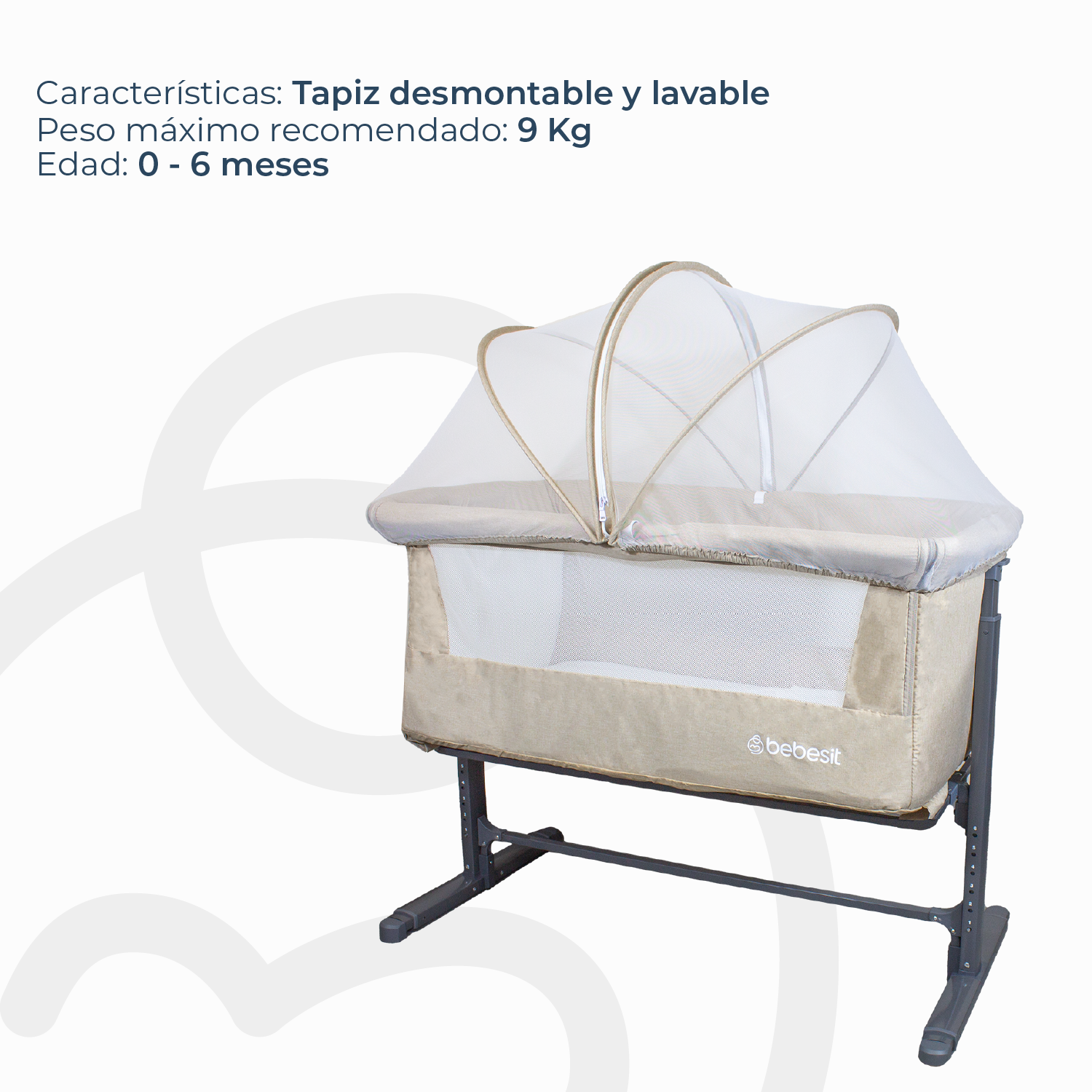 Cuna Colecho con Mosquitero MySide LX Beige Bebesit-2