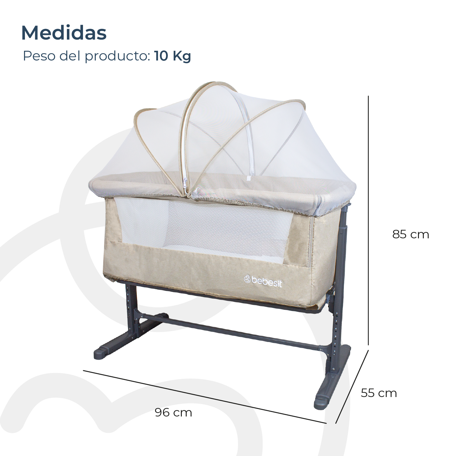 Cuna Colecho con Mosquitero MySide LX Beige Bebesit-6