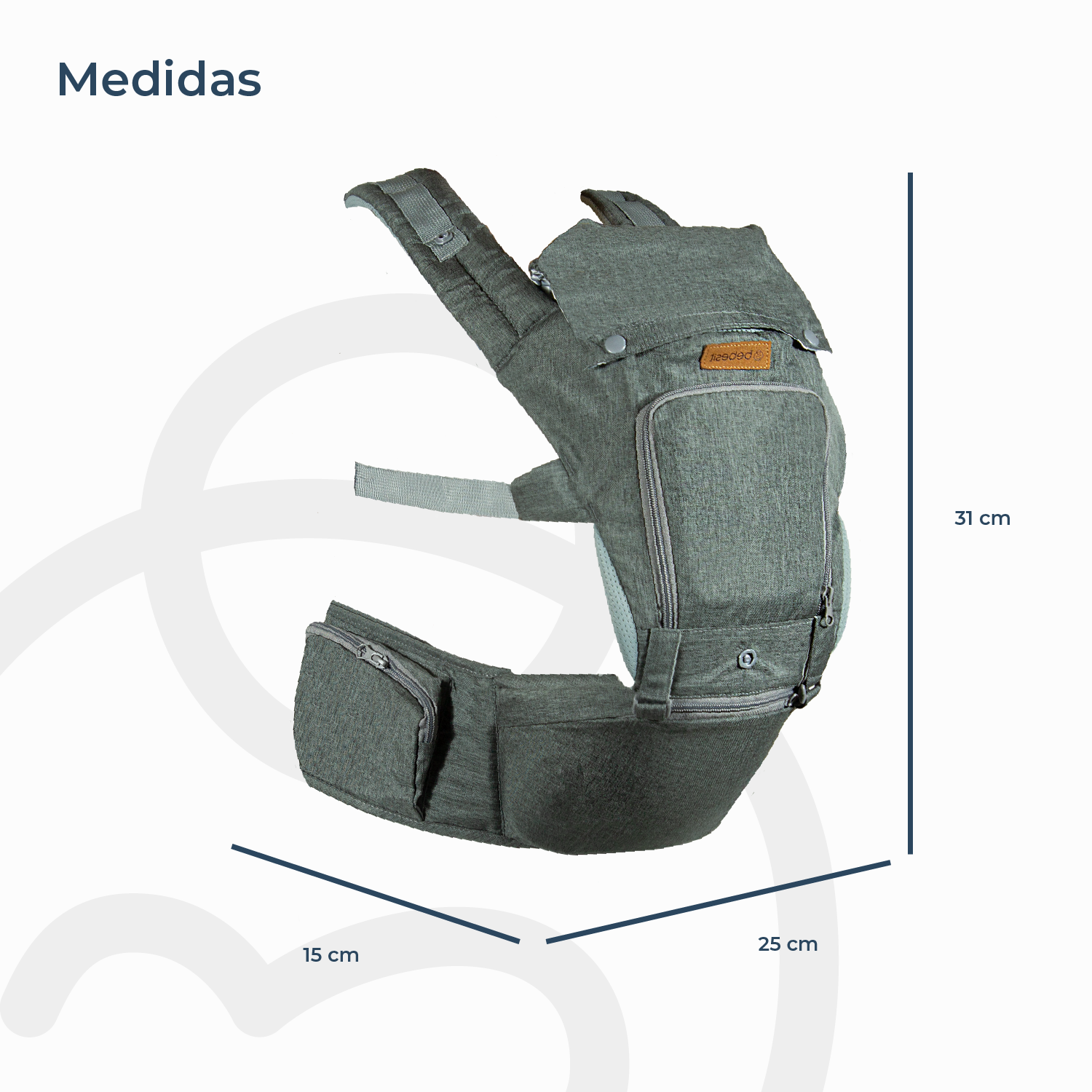 Porta Bebe Arnés con asiento cuidados cadera Hip Seat Gris-6