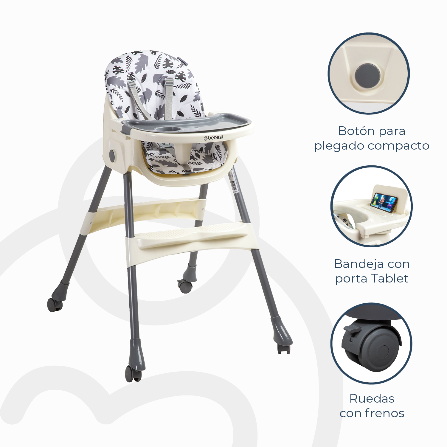 Silla de Comer Steps Gris Bebesit-3