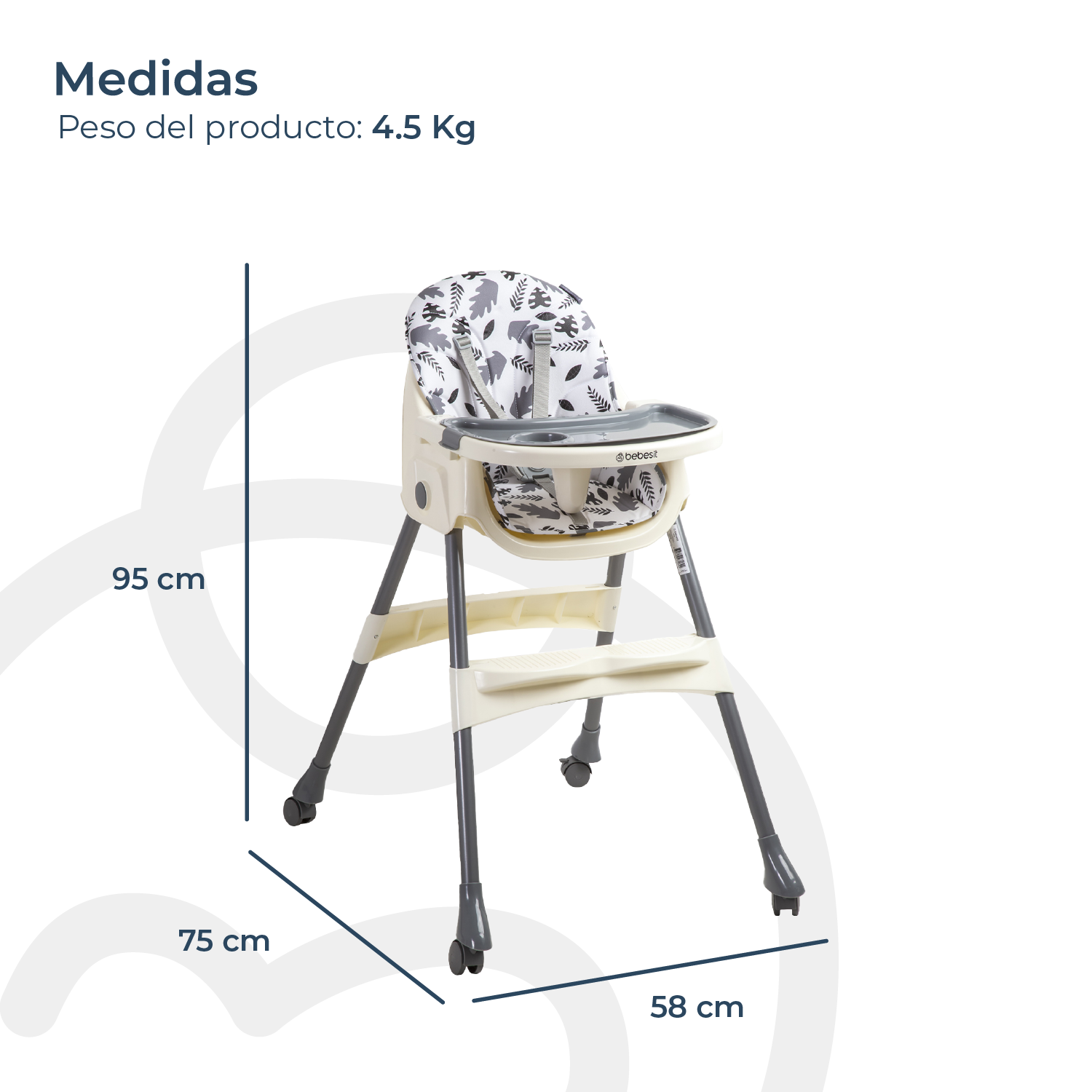Silla de Comer Steps Gris Bebesit-6