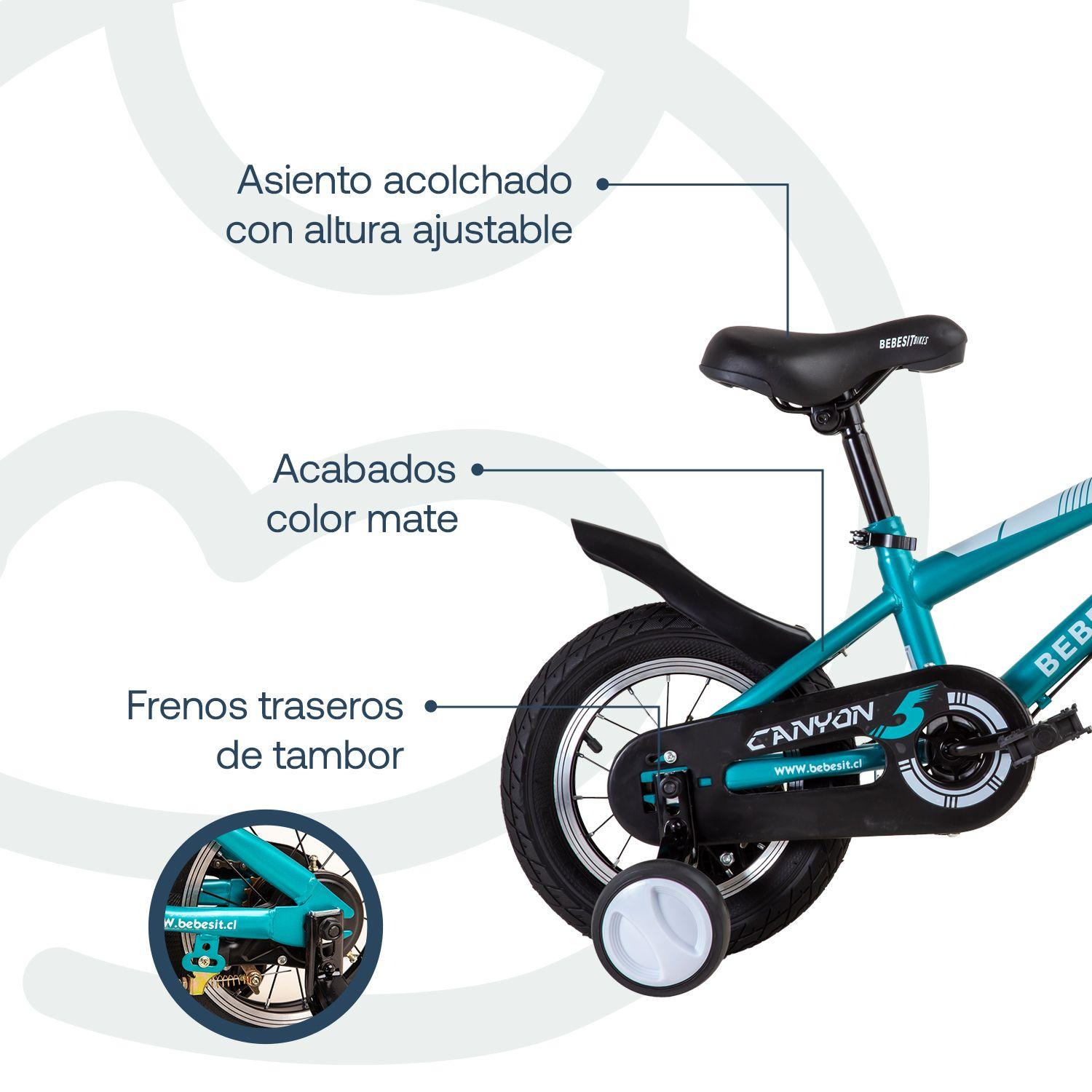 Bicicleta Canyon 12" Verde Cubre Cadena Niños 4-10 Años Bebesit-3