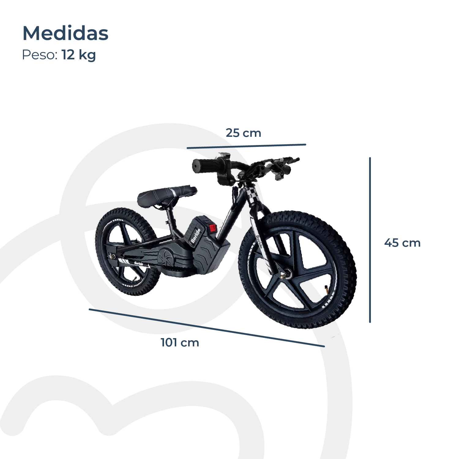Bicicleta Eléctrica Infantil BeRide Aro 12 Negra Bebesit-3