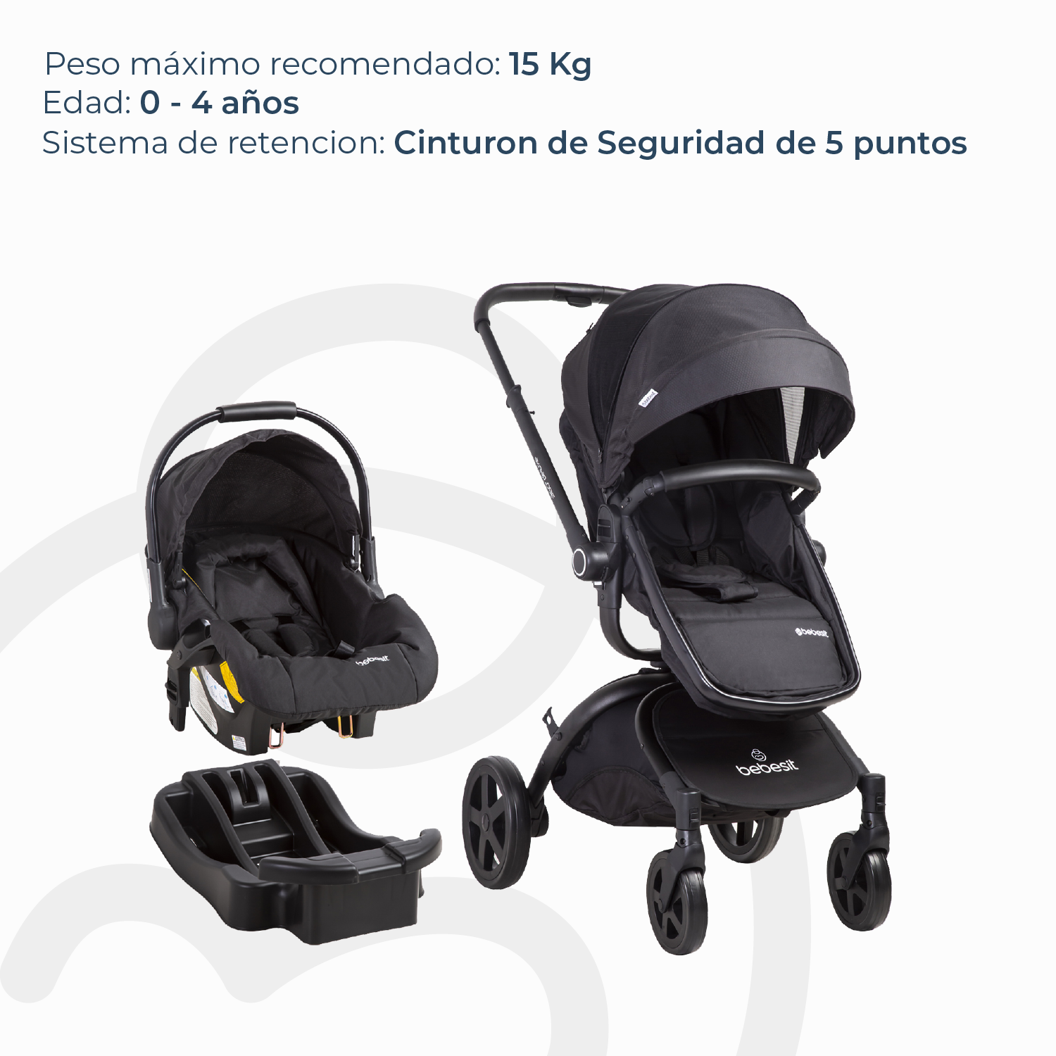 Coche Cuna Travel System Deluxe 360° SX Negro Bebesit-4