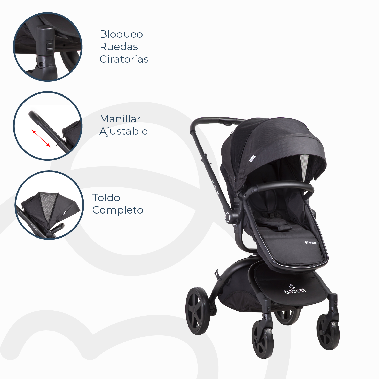 Coche Cuna Travel System Deluxe 360° SX Negro Bebesit-5