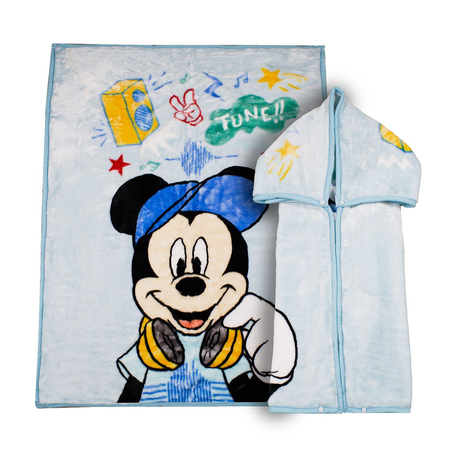 Saco con Broche Ultra Soft Mickey Music 80x110cm Celeste-0