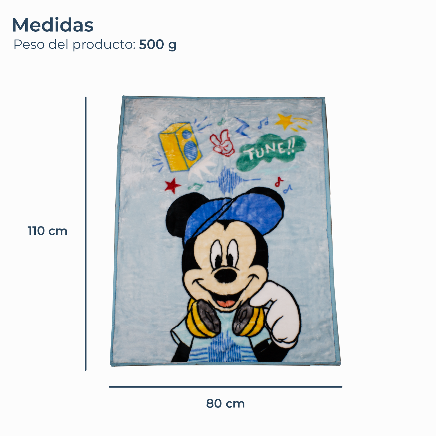 Saco con Broche Ultra Soft Mickey Music 80x110cm Celeste-3