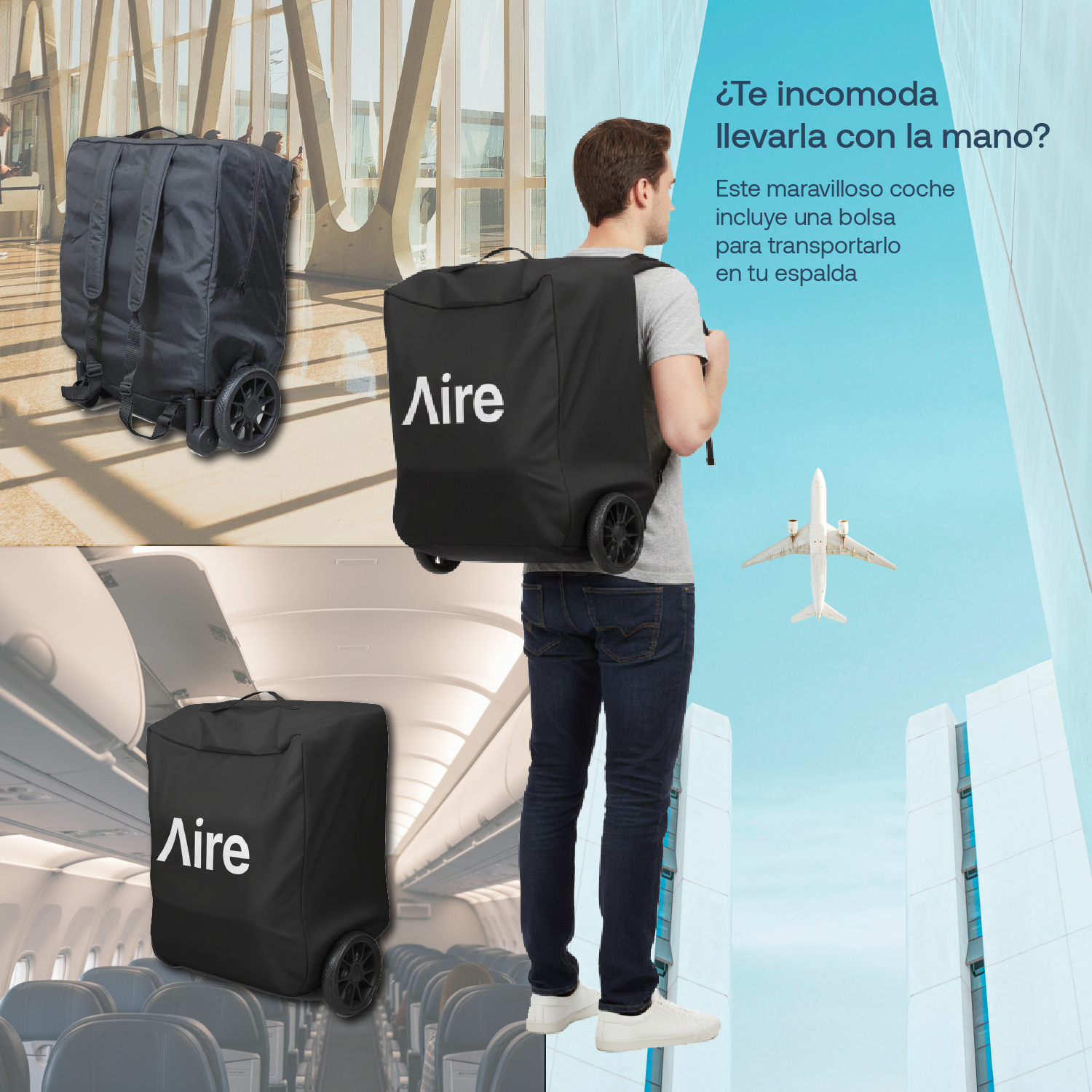 Coche de Paseo Aire Cabina Ultra compacto Negro-4