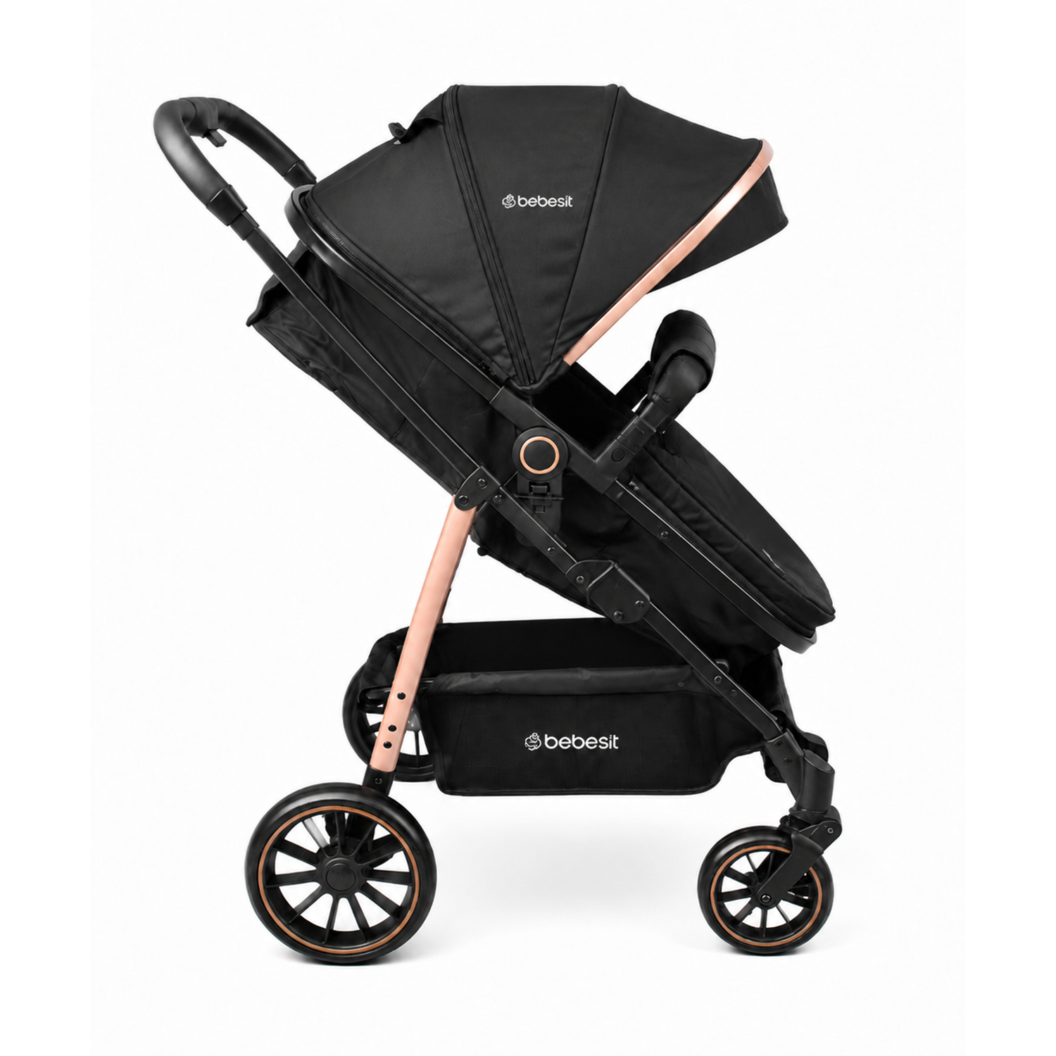 Coche Cuna Travel System Aureo Isofix Gold Negro Bebesit-1