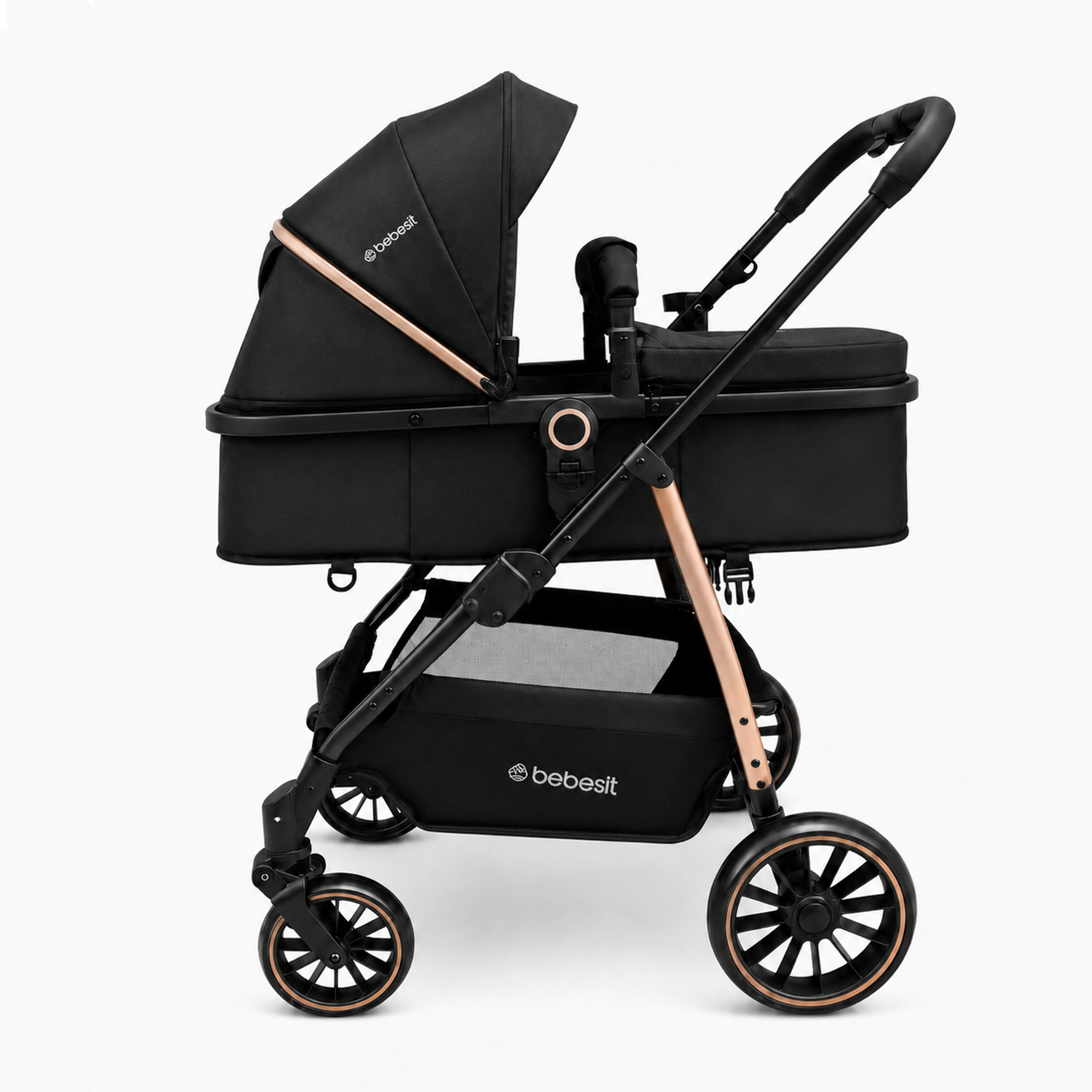 Coche Cuna Travel System Aureo Isofix Gold Negro Bebesit-2