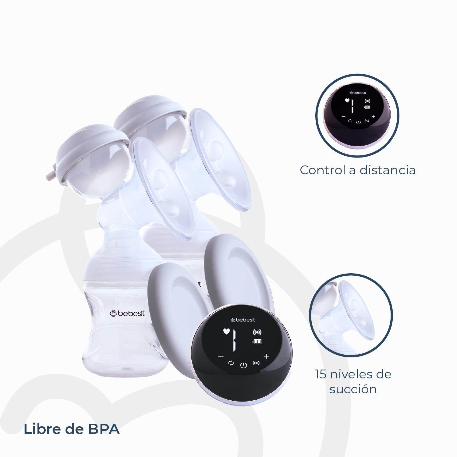 Sacaleche Extractor Leche Materna Eléctrico Doble Bebesit-5