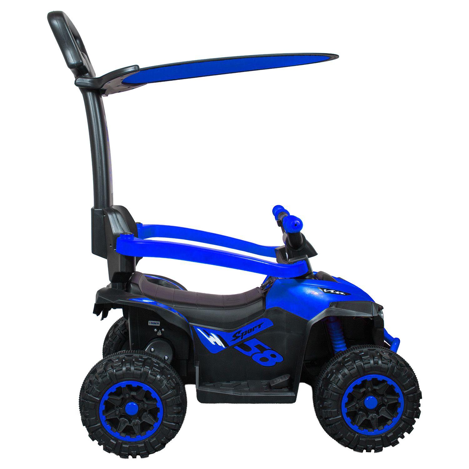 Cuatrimoto a batería con barra de empuje Push Niño Azul-2