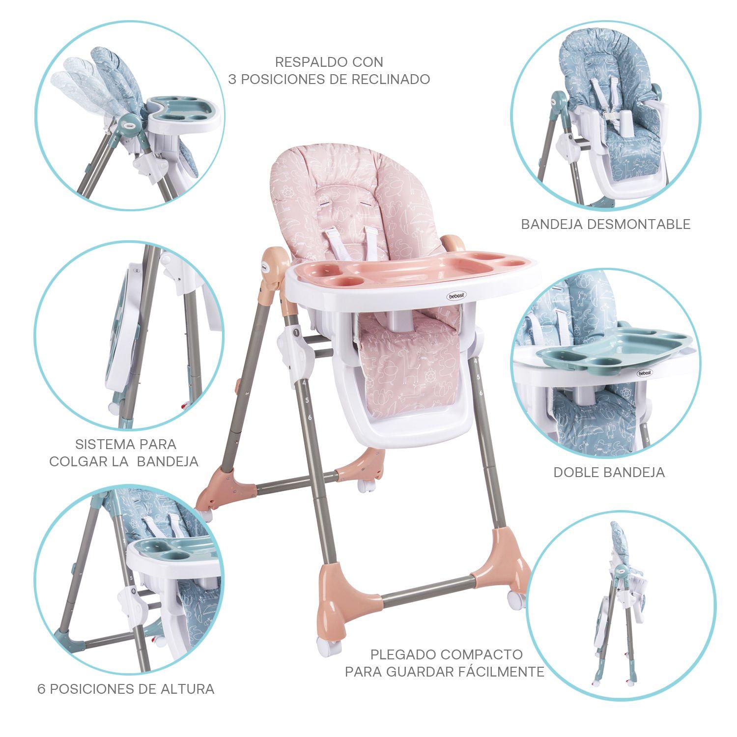 Silla de Comer Bebe Snack SX Rosa Bebesit-7