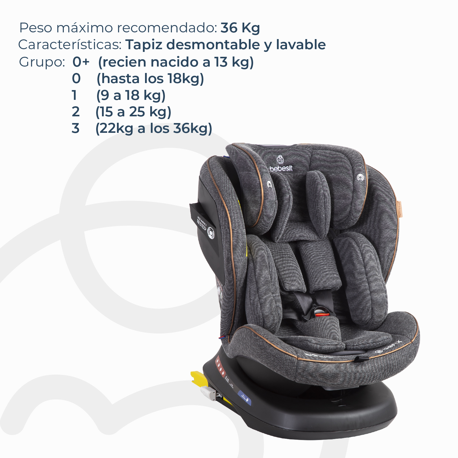 Silla de Auto Bebesit Convertible Supra 360 grados Premium Gris-2
