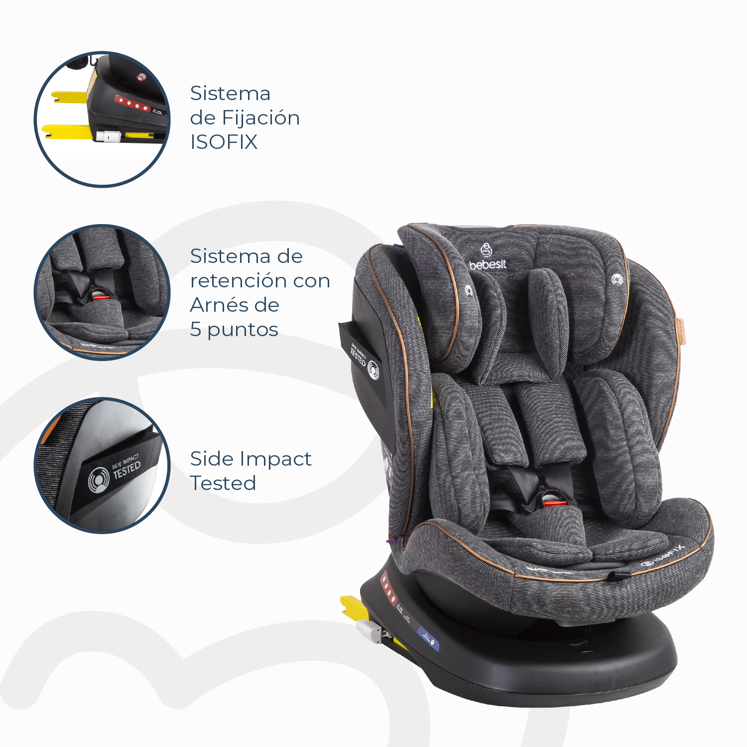 Silla de Auto Bebesit Convertible Supra 360 grados Premium Gris-3