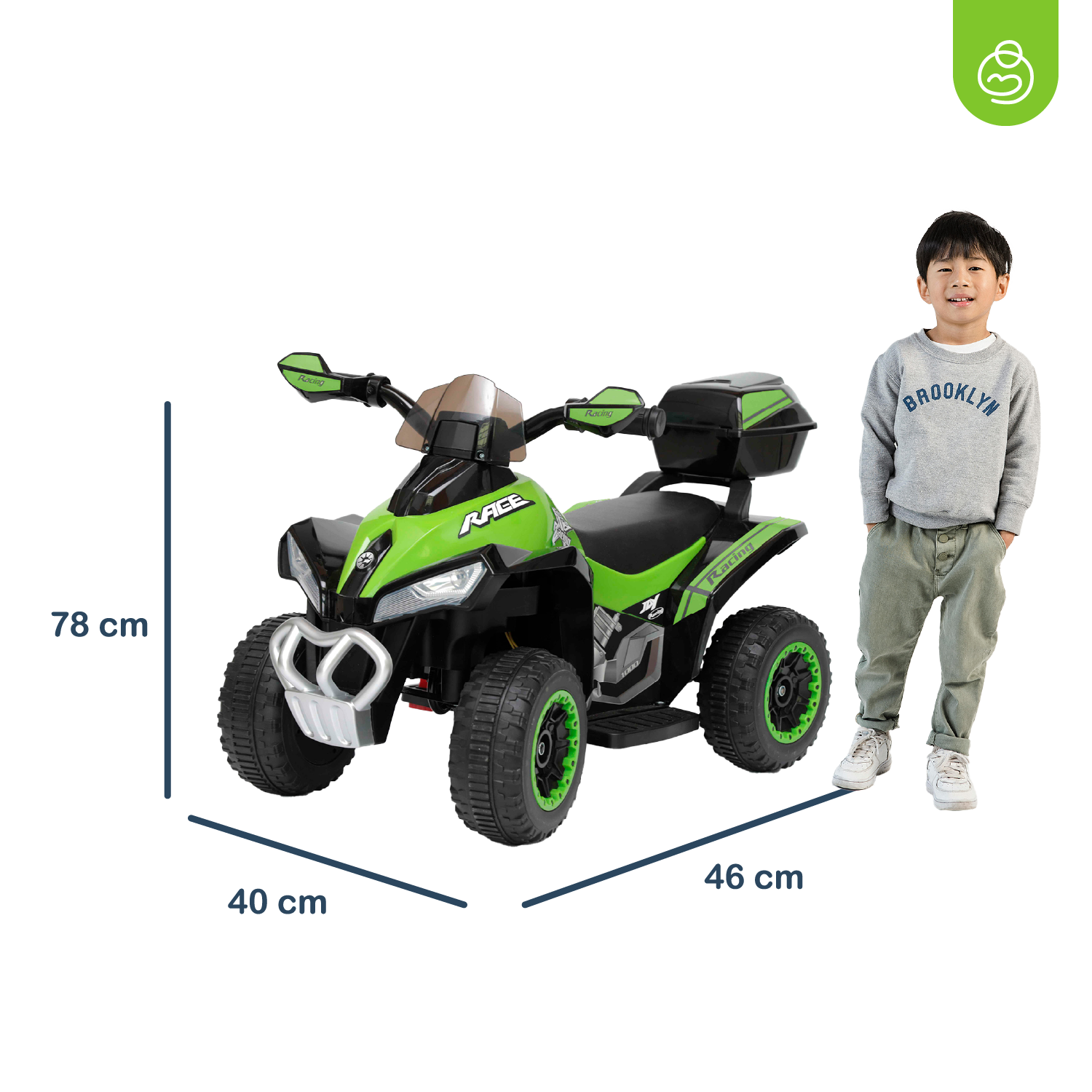 Cuadrimoto a Batería Quad Lx Verde Bebesit-5