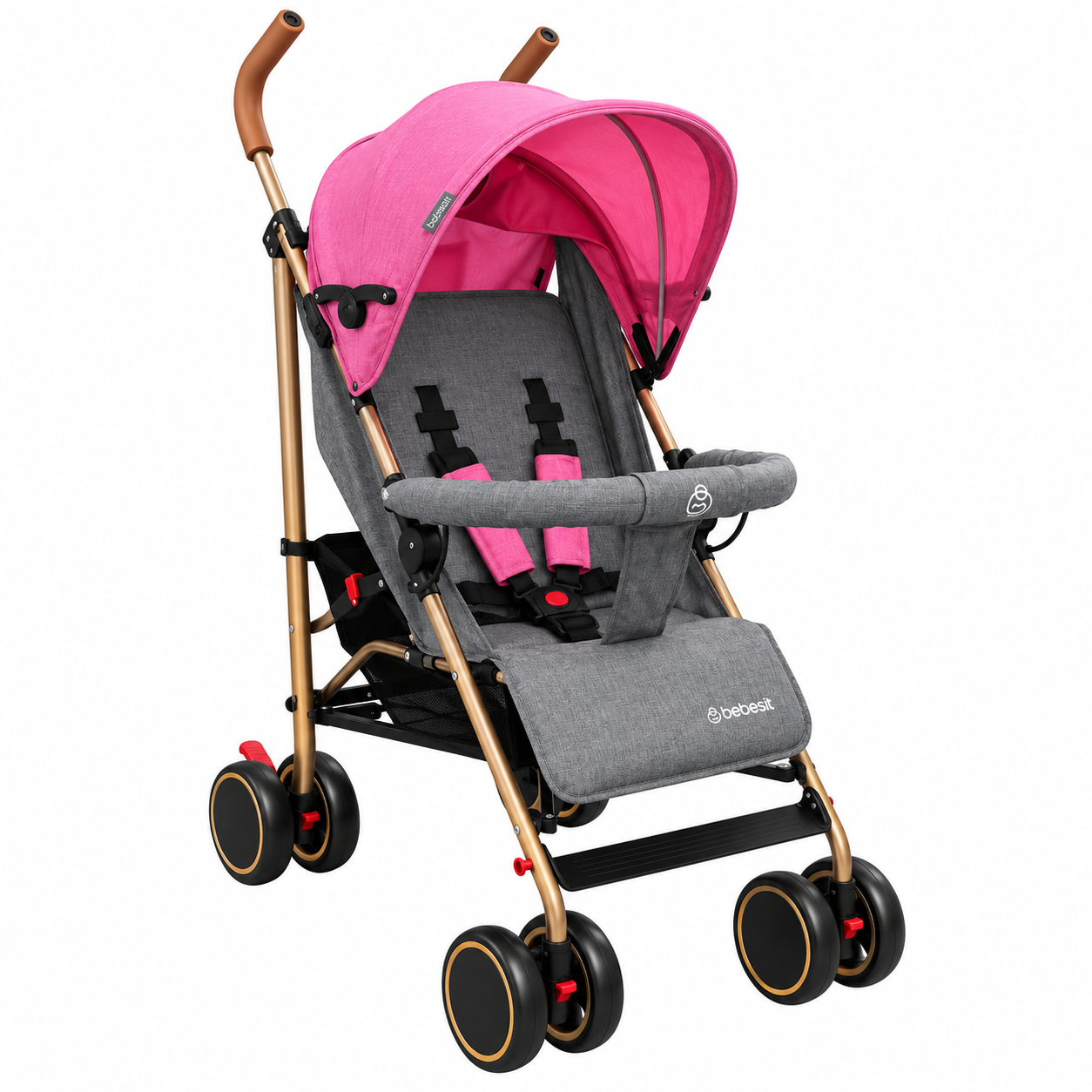 Coche Paragua Clap Melange Rosa Gold-0