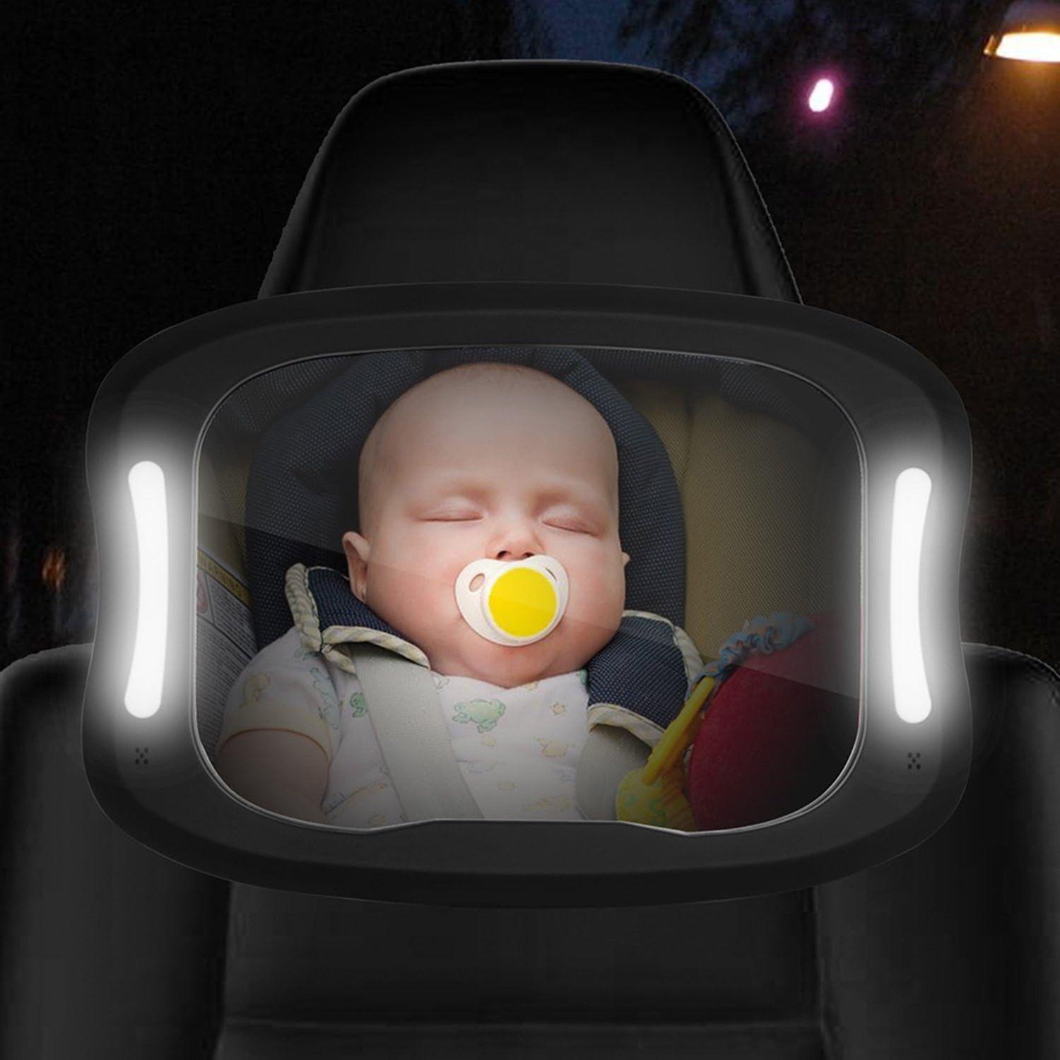 Espejo Luces LED auto ajustable Bebe testeado en accidentes-3
