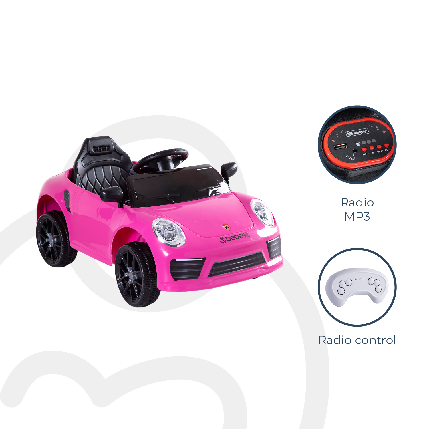 Auto Deportivo Eléctrico Race Rosa Bebesit-7