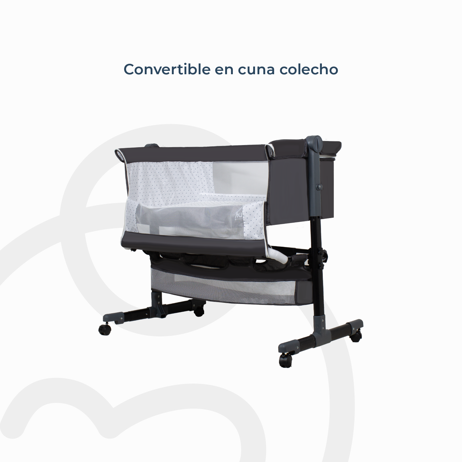 Cuna Colecho Cozy con Colchón Mosquitero Canasto Negro Huvi-5