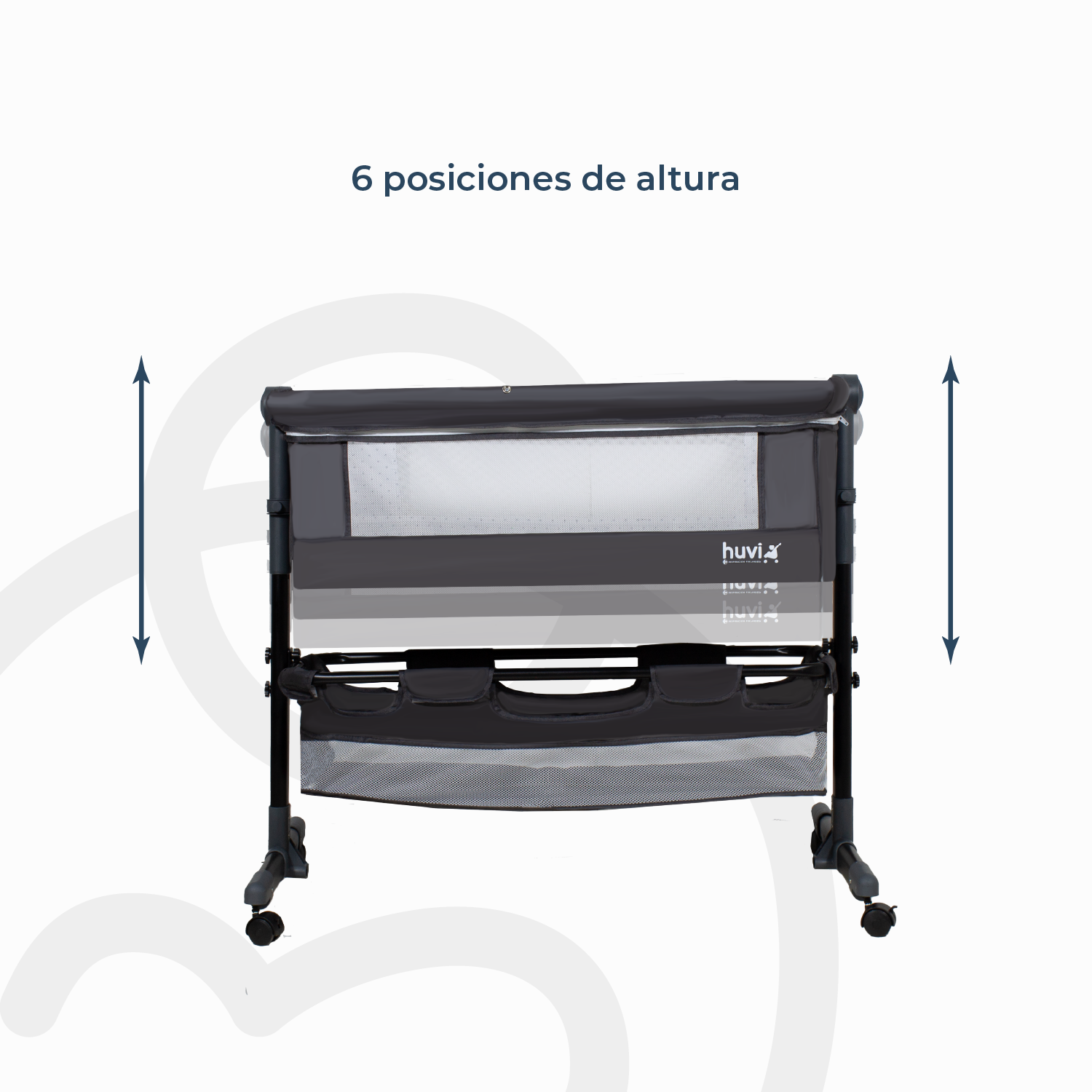 Cuna Colecho Cozy con Colchón Mosquitero Canasto Negro Huvi-5