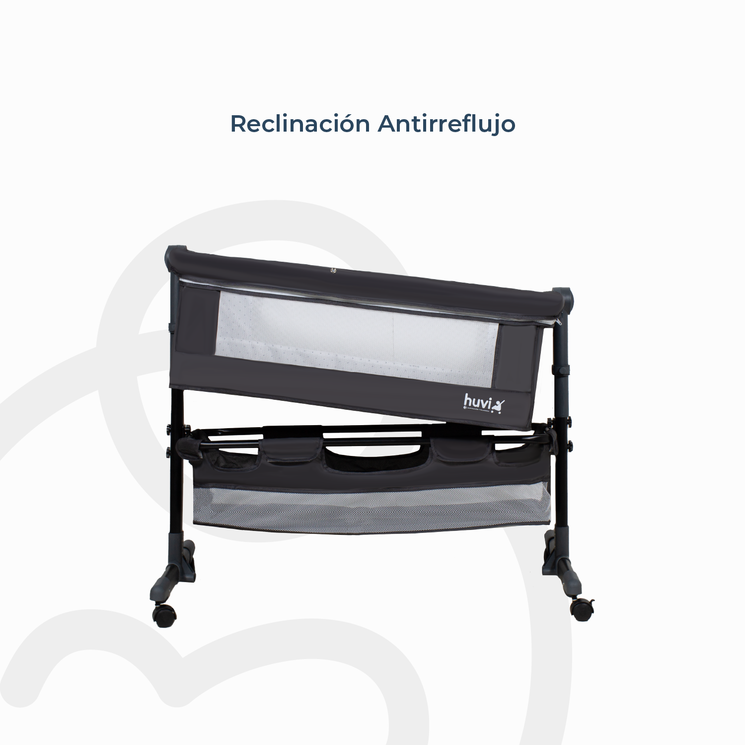 Cuna Colecho Cozy con Colchón Mosquitero Canasto Negro Huvi-7