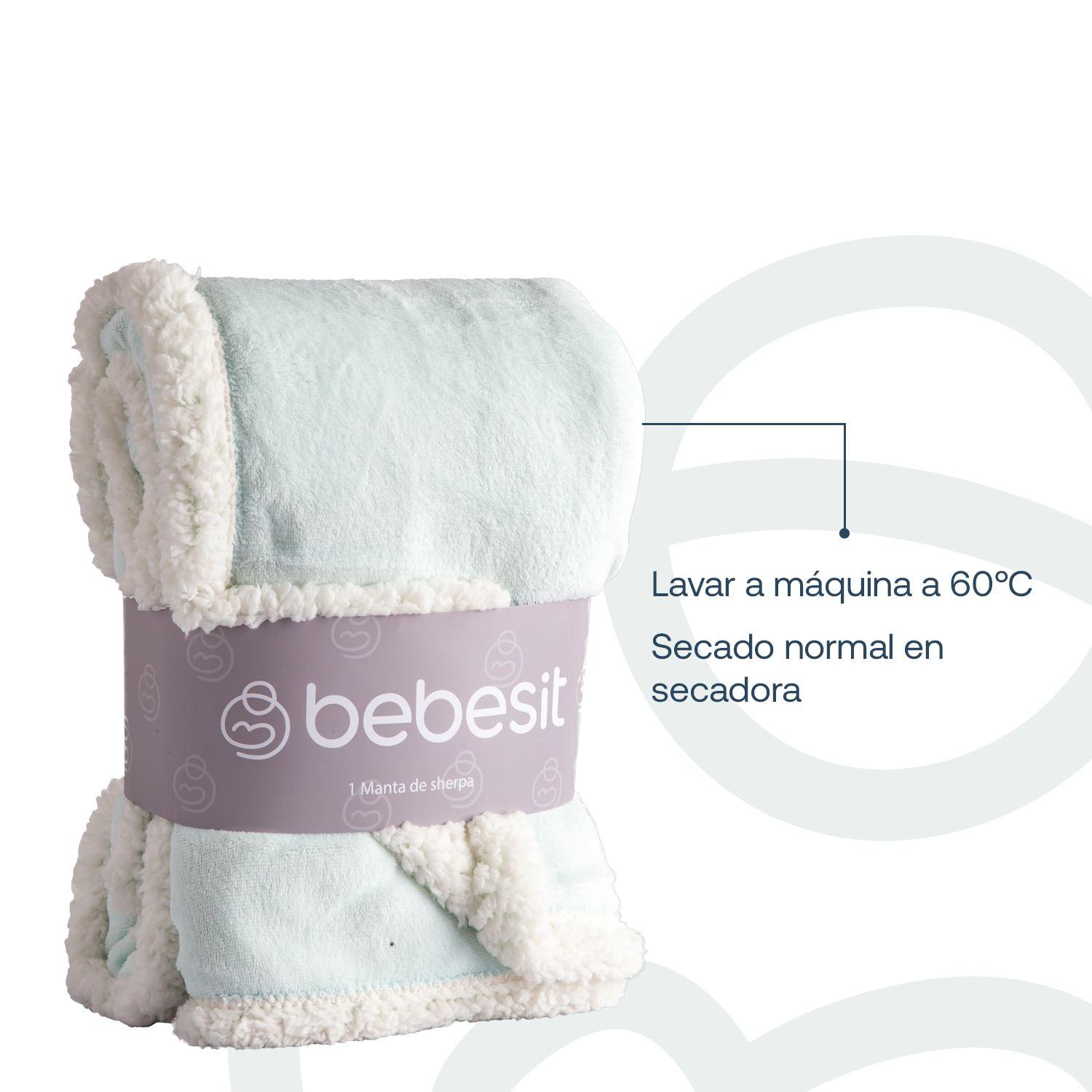Manta Sherpa Bebe Hipoalergénica 91*127 cm Celeste Bebesit-5