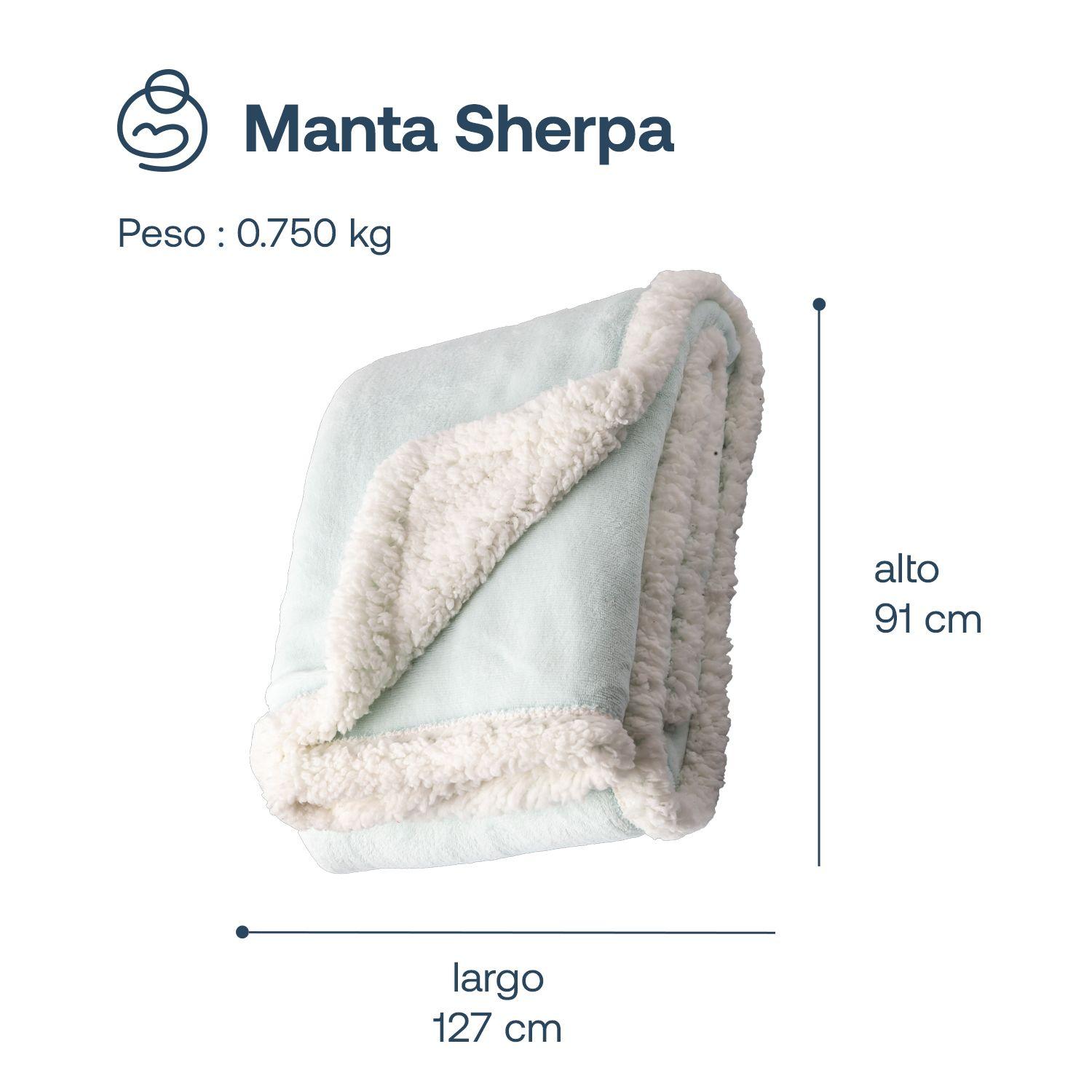 Manta Sherpa Bebe Hipoalergénica 91*127 cm Celeste Bebesit-6