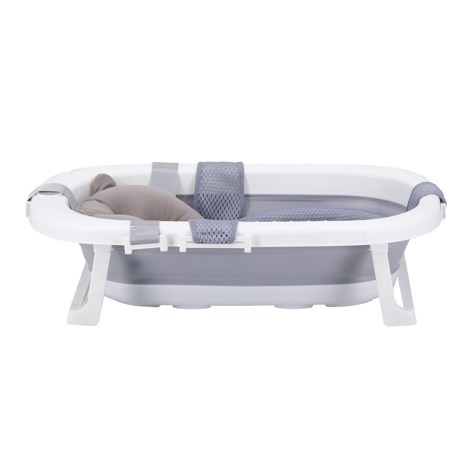 Bañera Plegable Bebe con Cojin Almohada y reductor Gris-3
